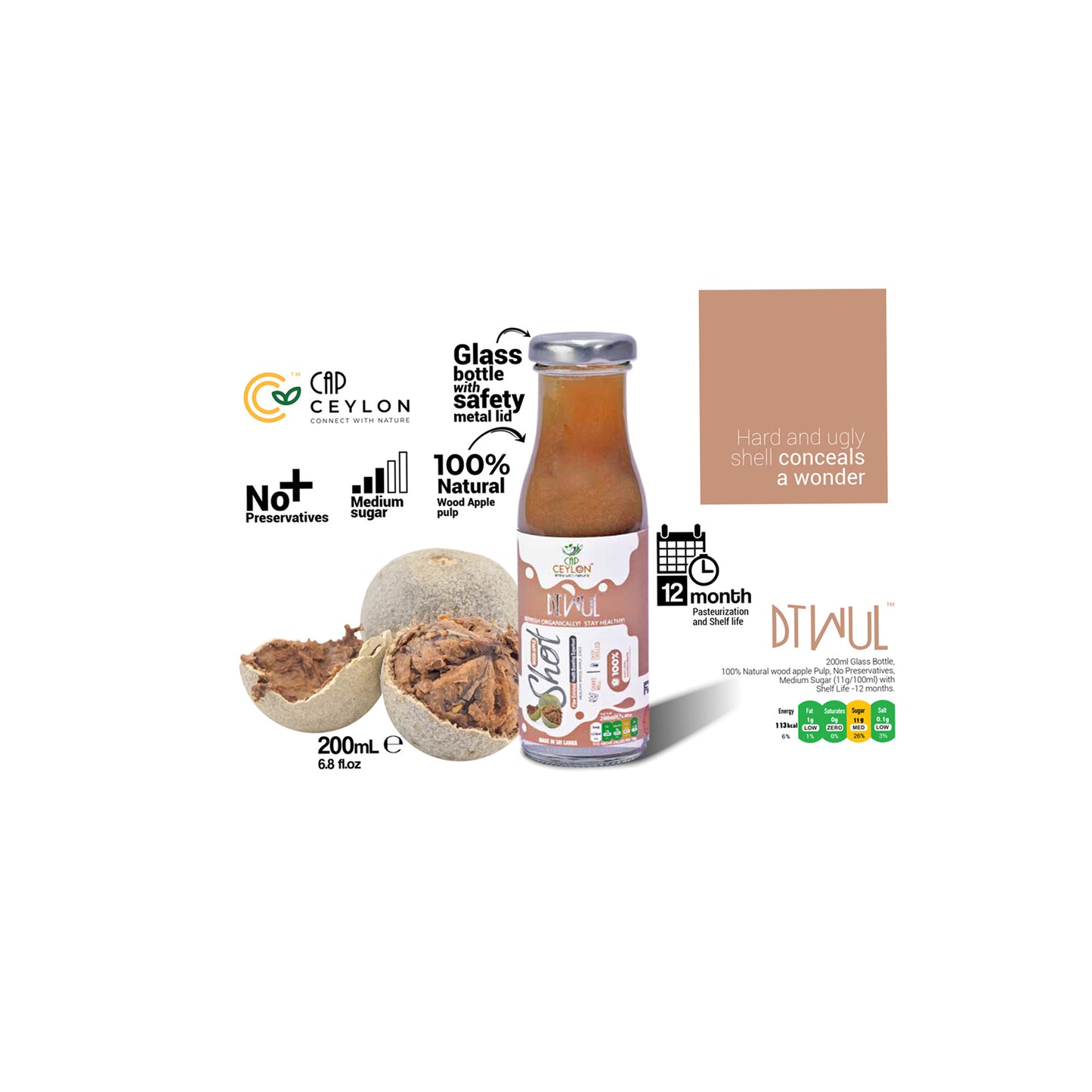 Shot aux pommes en bois de Ceylan CAP (200 ml)