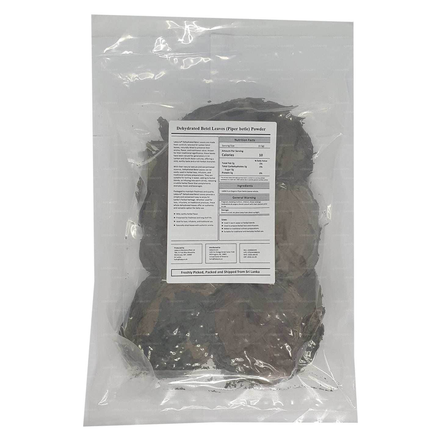 Feuilles de bétel déshydratées Lakpura®