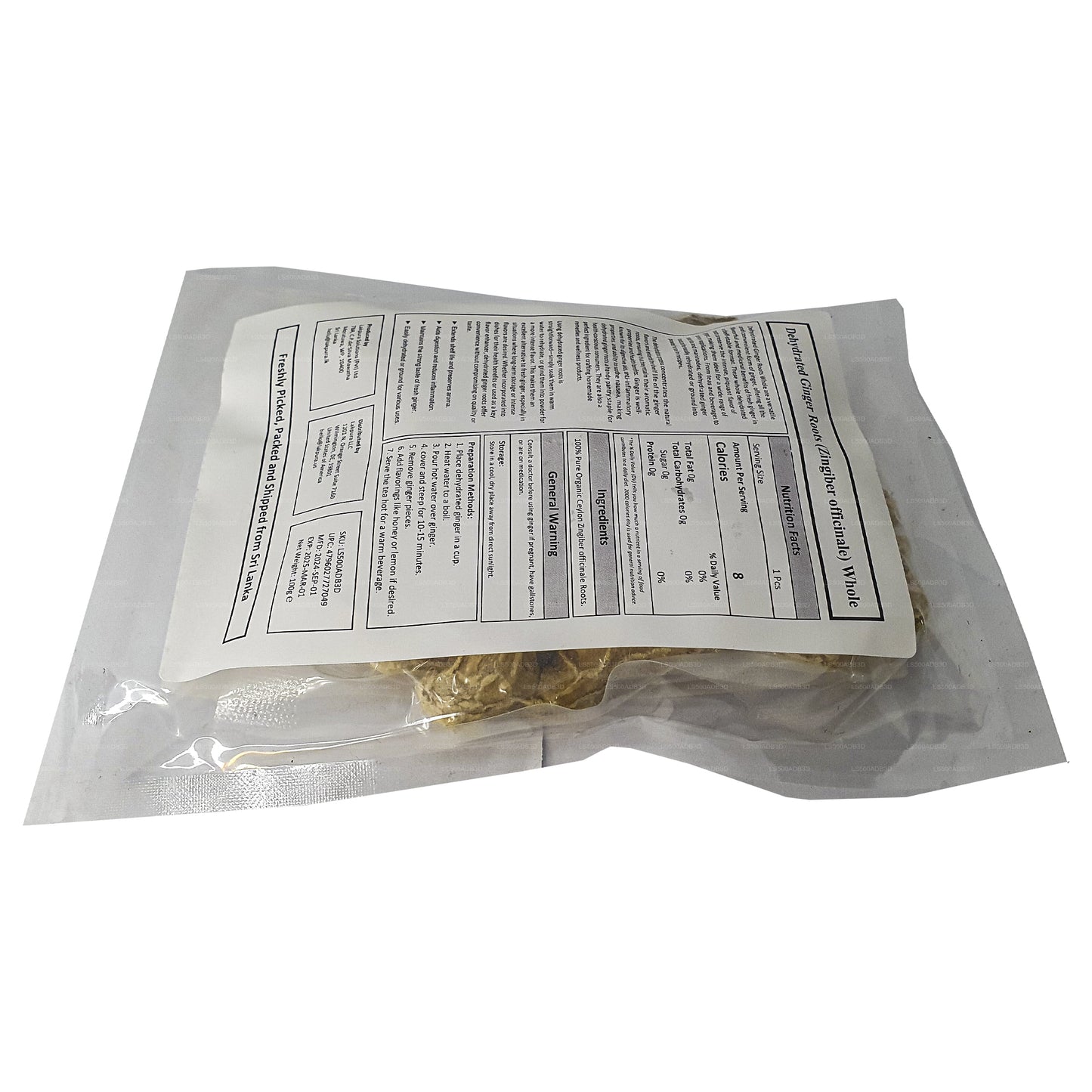Racines de gingembre déshydratées Lakpura entières (100 g)