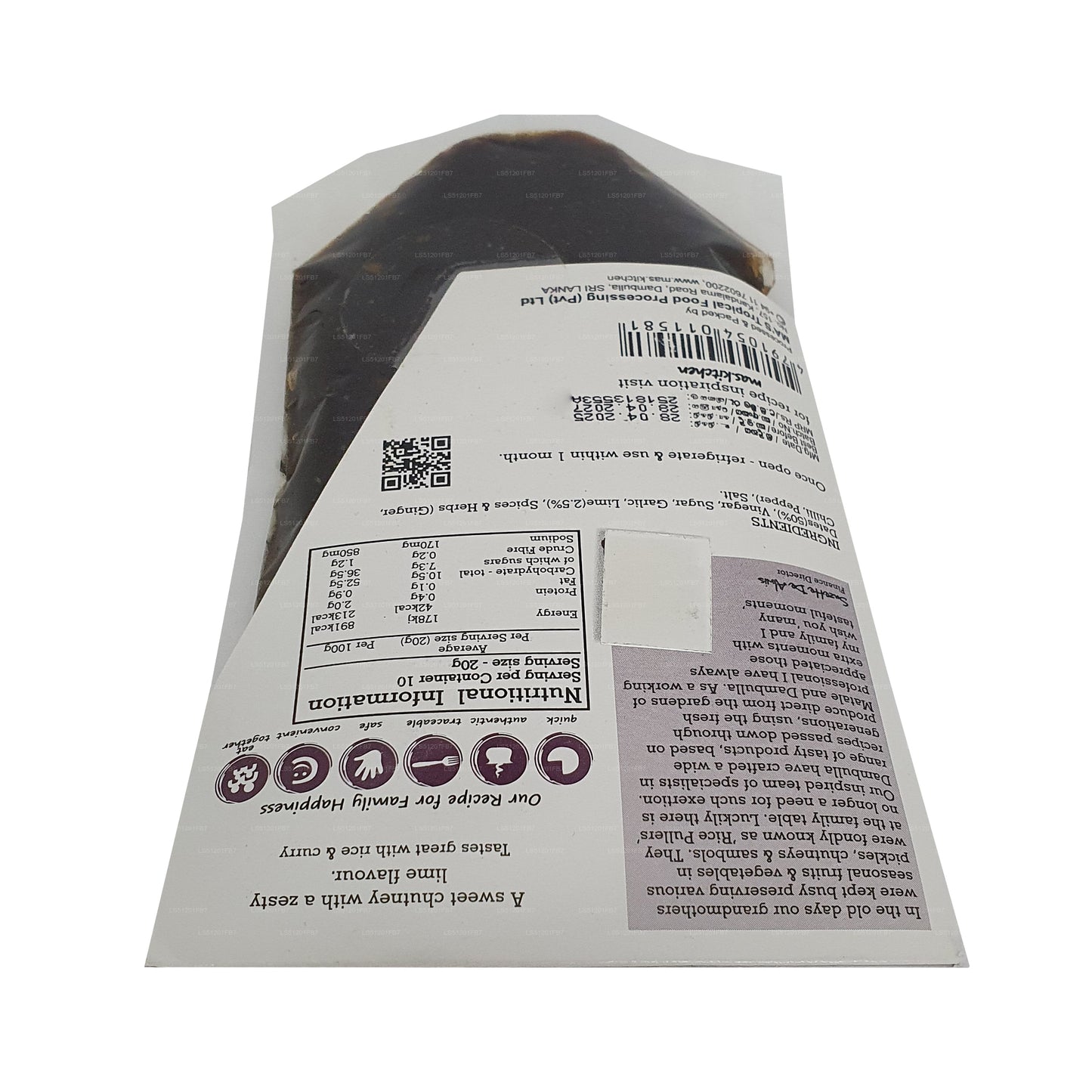 Chutney aux dattes et à la lime MA's Kitchen (200 g)