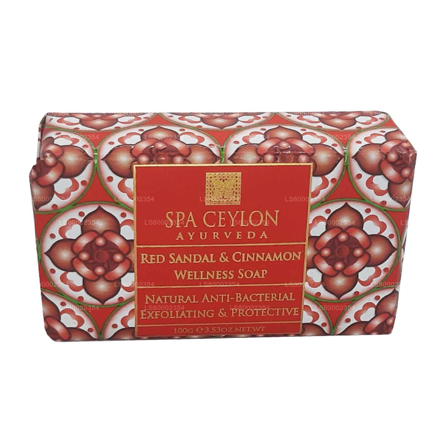 Savon de bien-être exfoliant antibactérien à la sandale rouge de Ceylan et à la cannelle Spa (100 g)