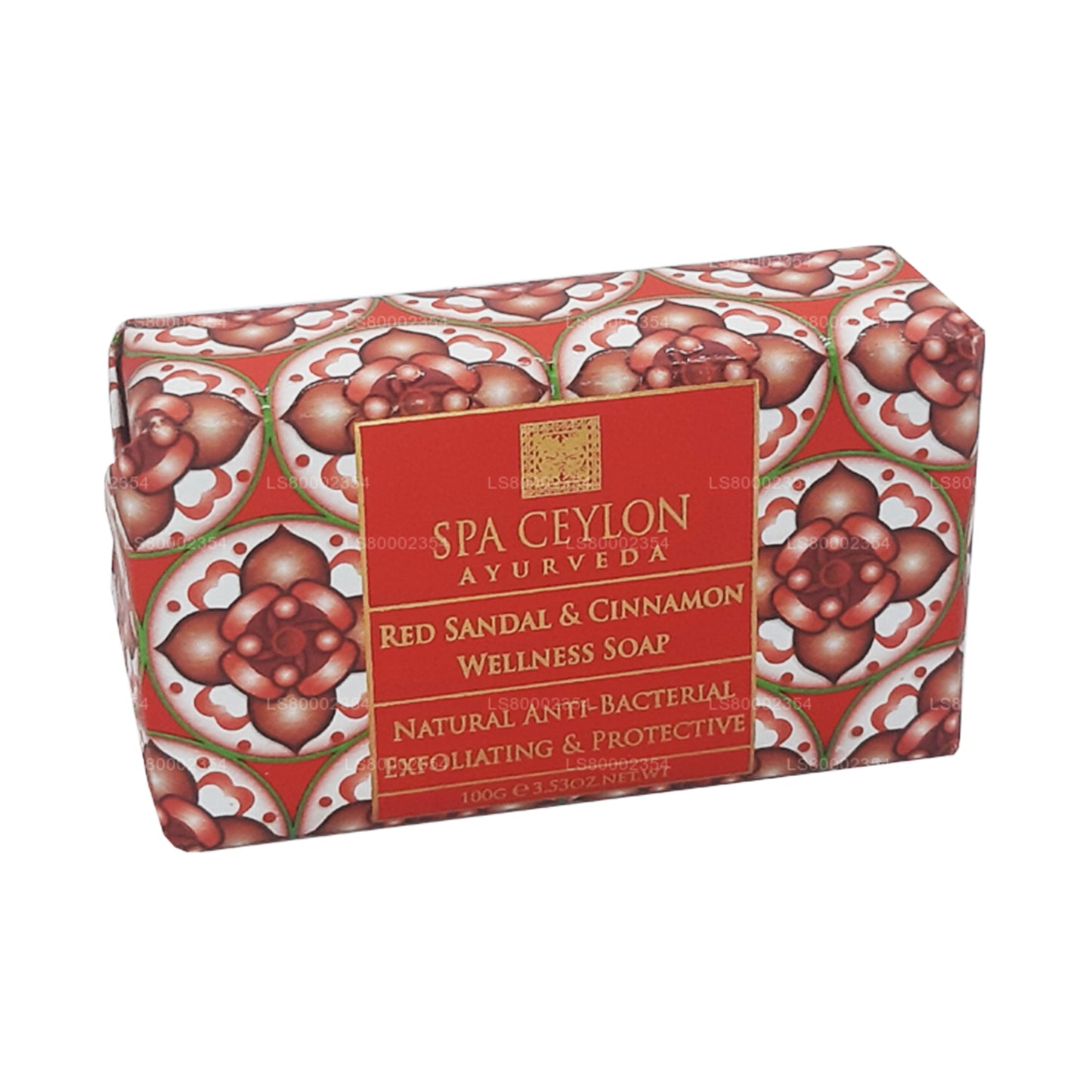 Savon de bien-être exfoliant antibactérien à la sandale rouge de Ceylan et à la cannelle Spa (100 g)