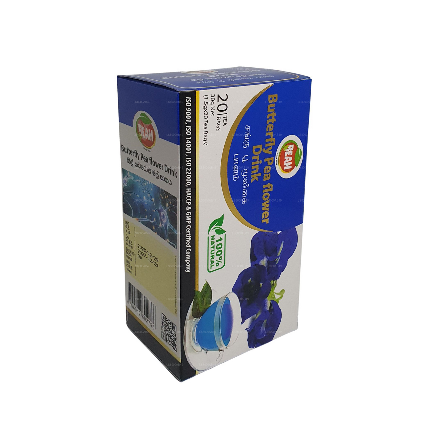 Beam Butterfly Pea  Flower Drink (30g) 20 Tea Bags