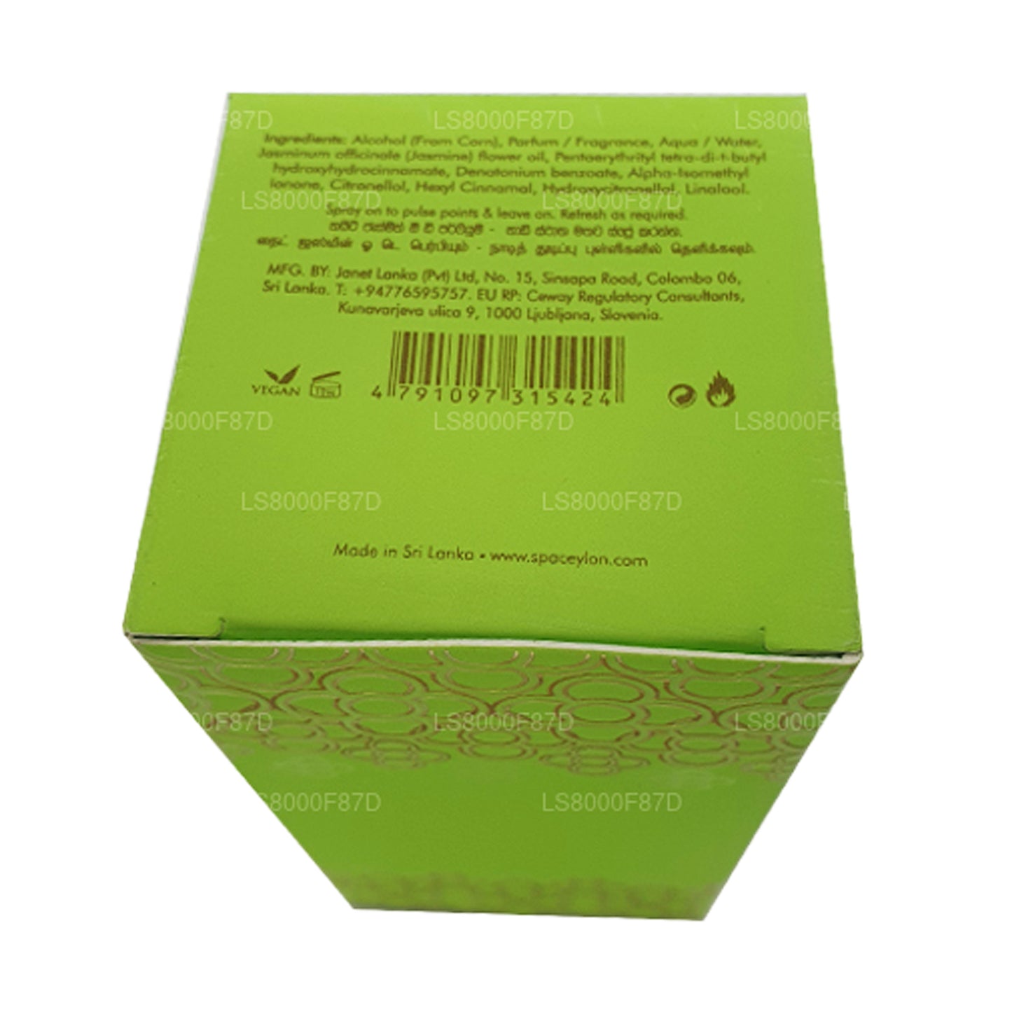 Eau de parfum Spa Ceylon Night Jasmine avec huiles essentielles mélangées (50 ml)