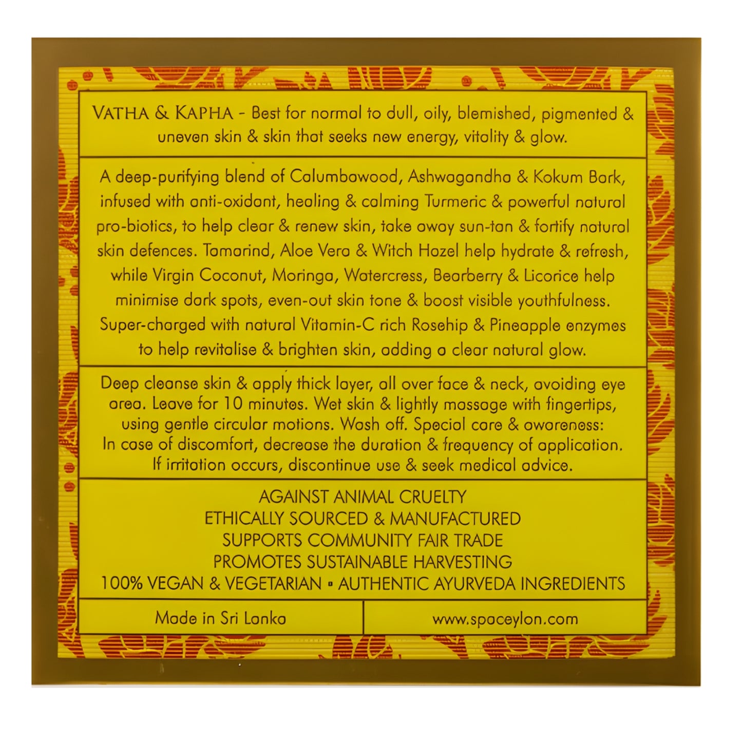 Spa Ceylon True Curcuma - Vitamin C Glow - Masque facial exfoliant à l'argile (200 g)