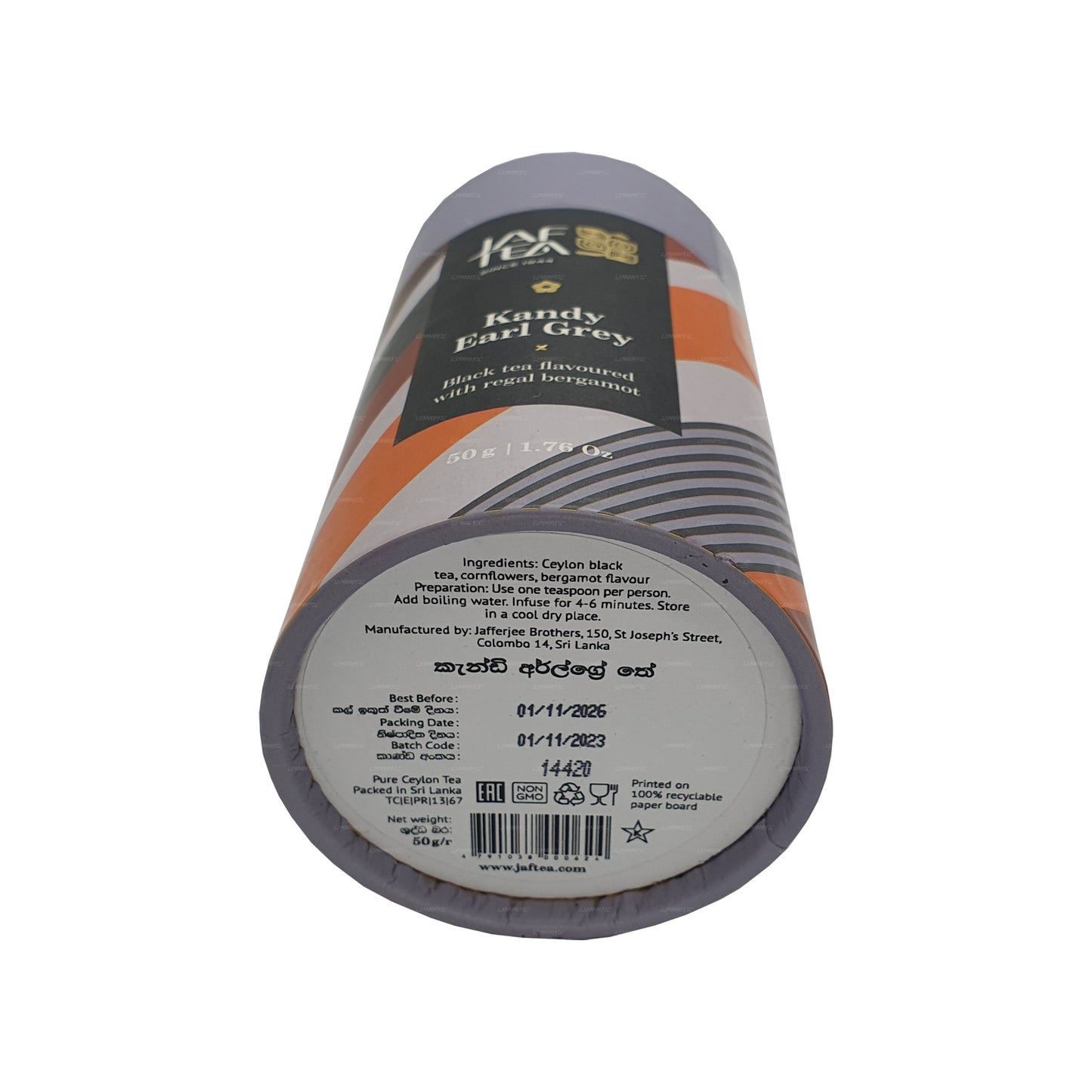 Thé noir Jaf Tea Kandy Earl Grey aromatisé à la bergamote Regal (50 g)