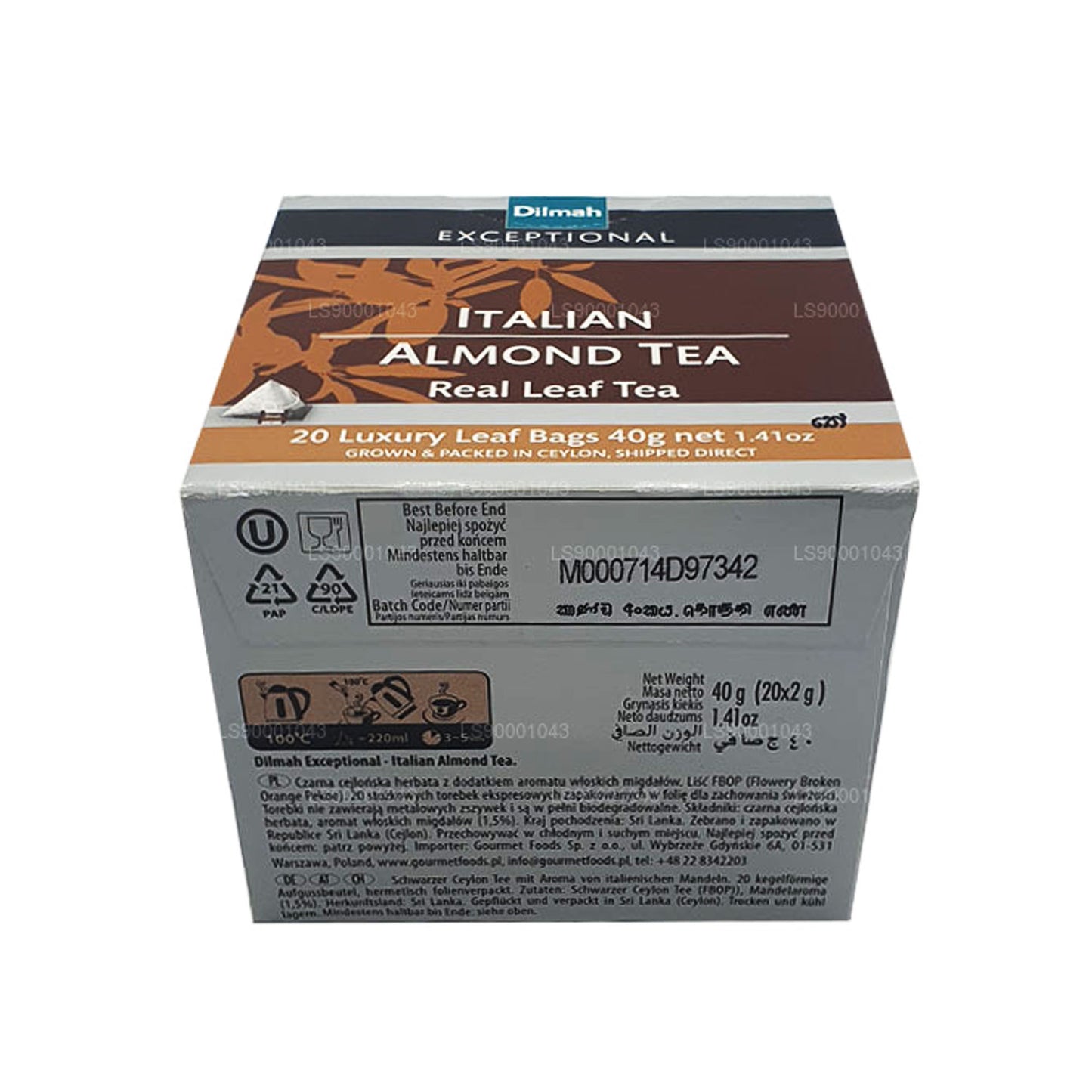 Dilmah Exceptional Italian Amande Real Leaf Tea (40g) 20 sachets de thé