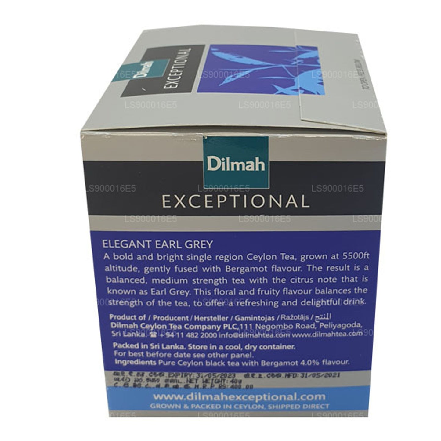 Thé Dilmah Exceptional Elegant Earl Grey Real Leaf (40 g) 20 sachets de thé