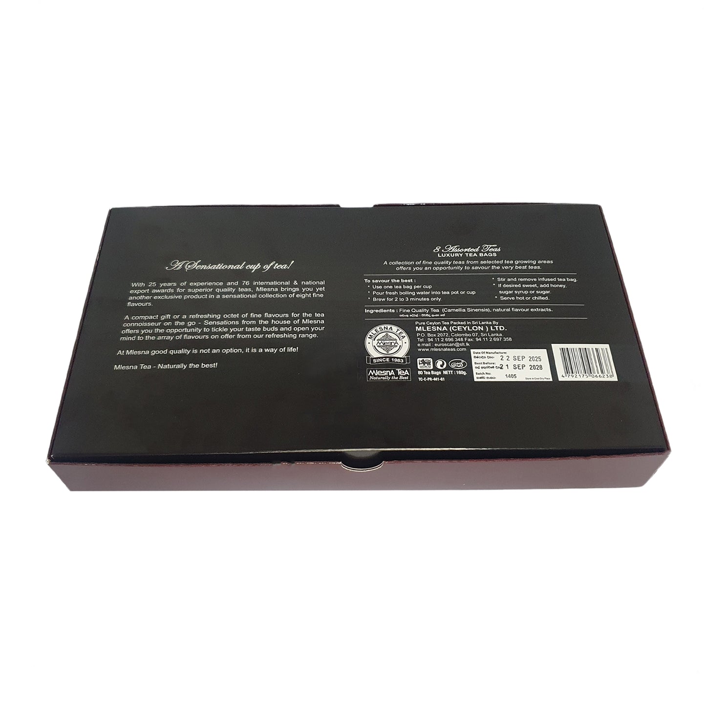 Sachets de thé en aluminium de luxe assortis à 8 saveurs Melesna Sensations (160 g)