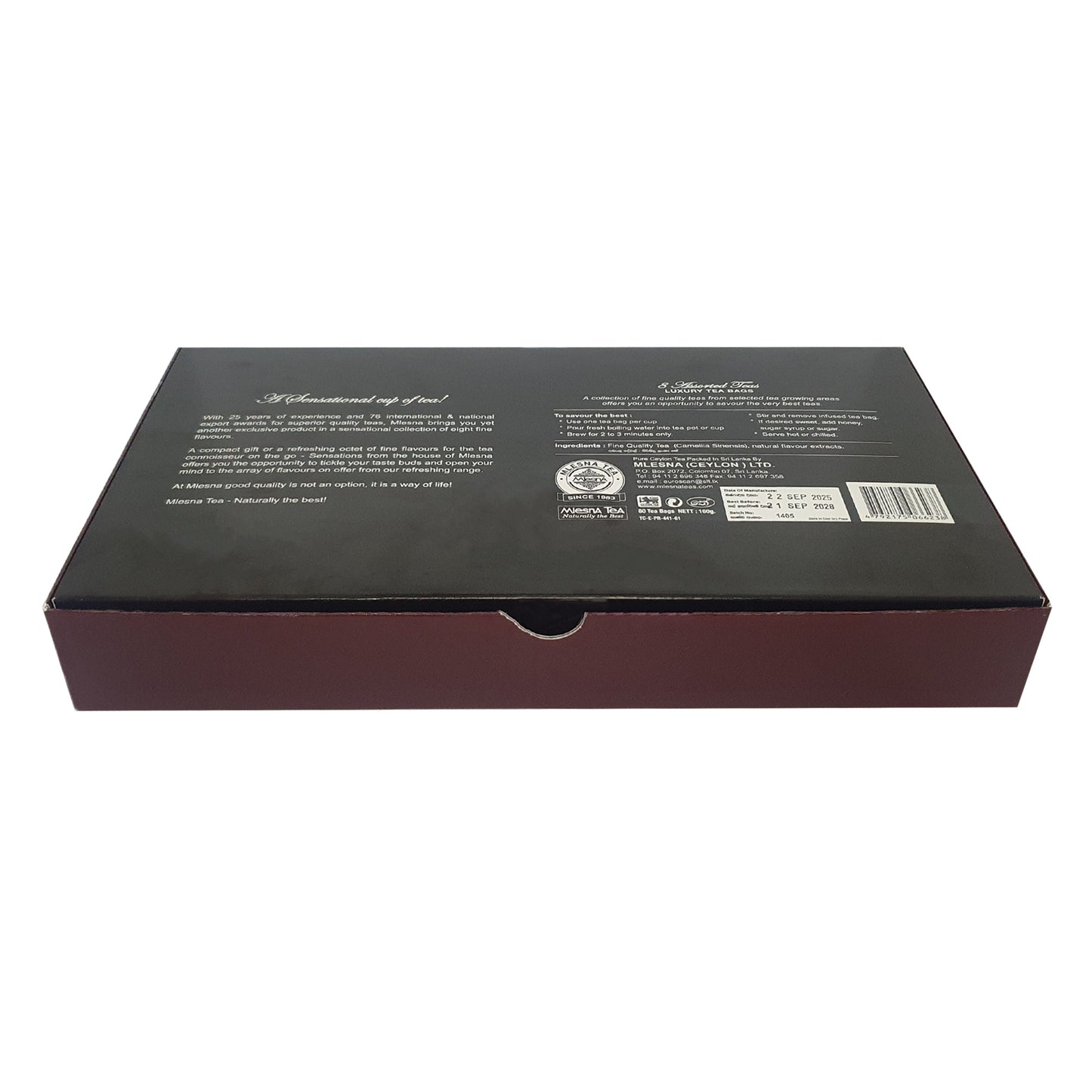 Sachets de thé en aluminium de luxe assortis à 8 saveurs Melesna Sensations (160 g)