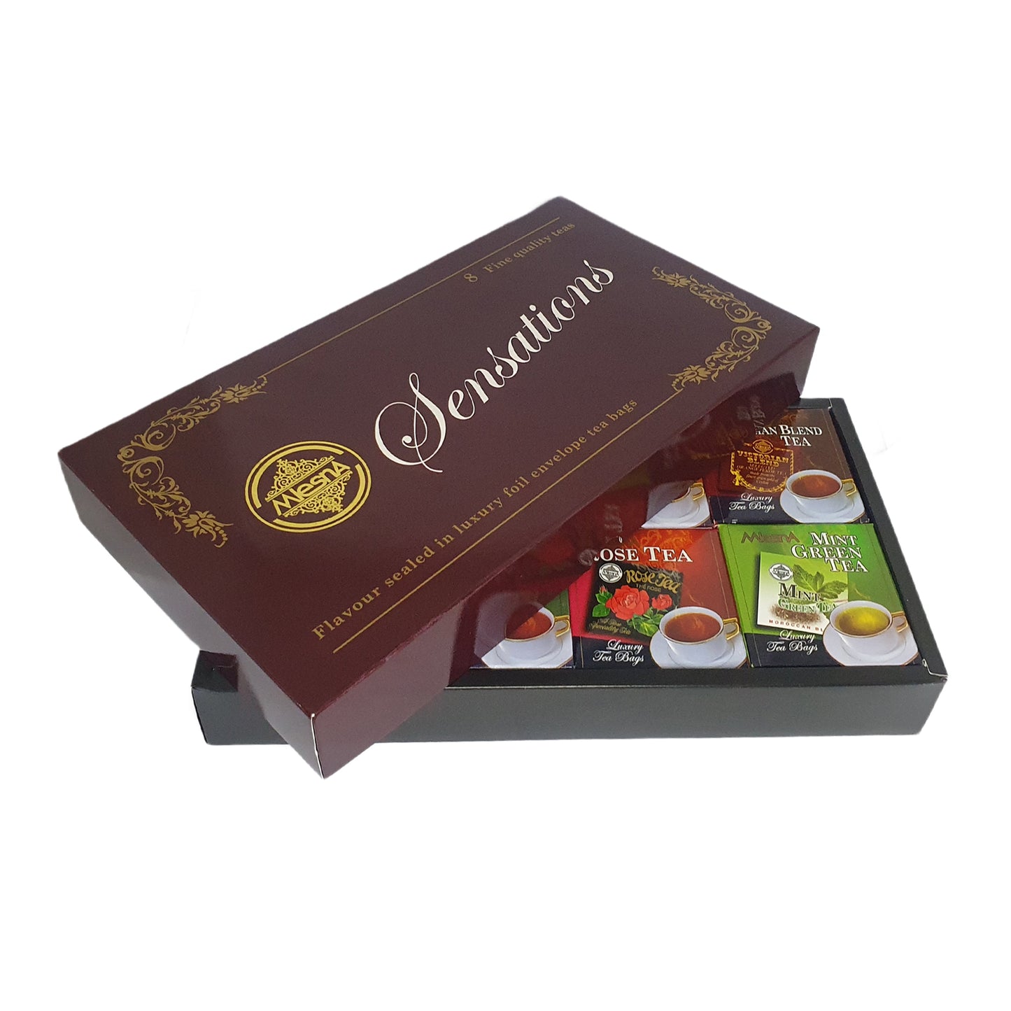 Sachets de thé en aluminium de luxe assortis à 8 saveurs Melesna Sensations (160 g)