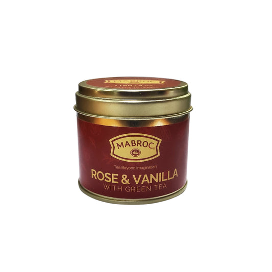 Bougie parfumée au thé Mabroc, rose et vanille, avec thé vert (118 g)