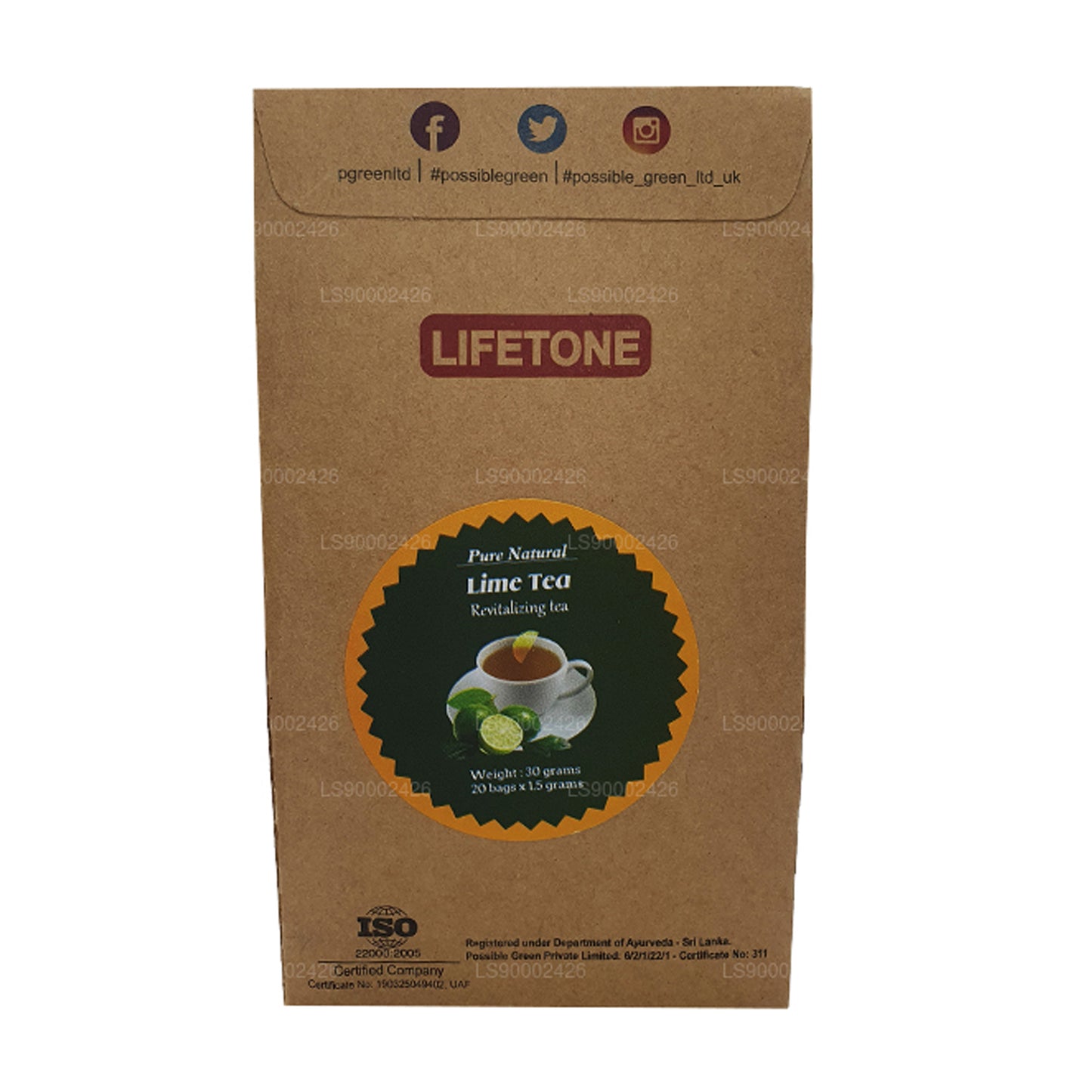 Thé Lifetone à la lime (30 g) 20 sachets de thé