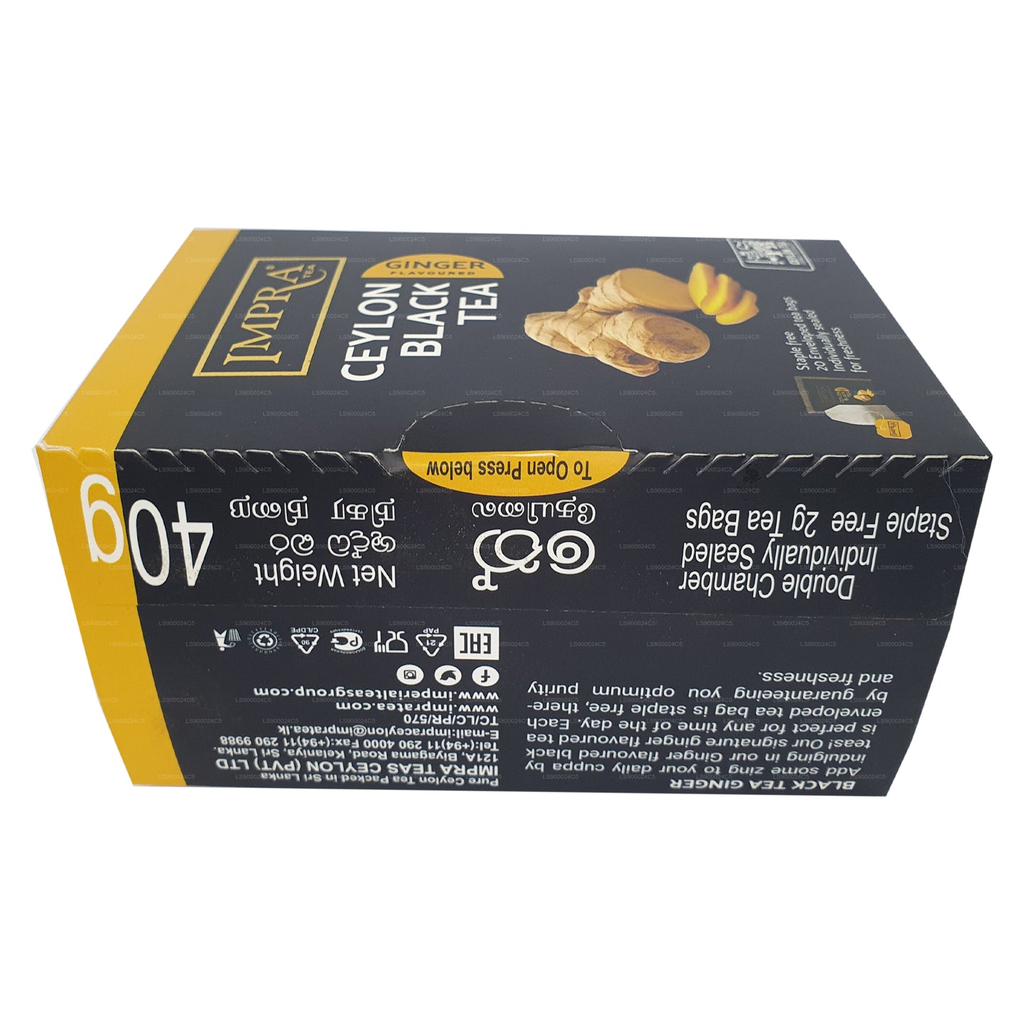 Paquet de 20 sachets de thé Impra Ginger Foil (40 g)