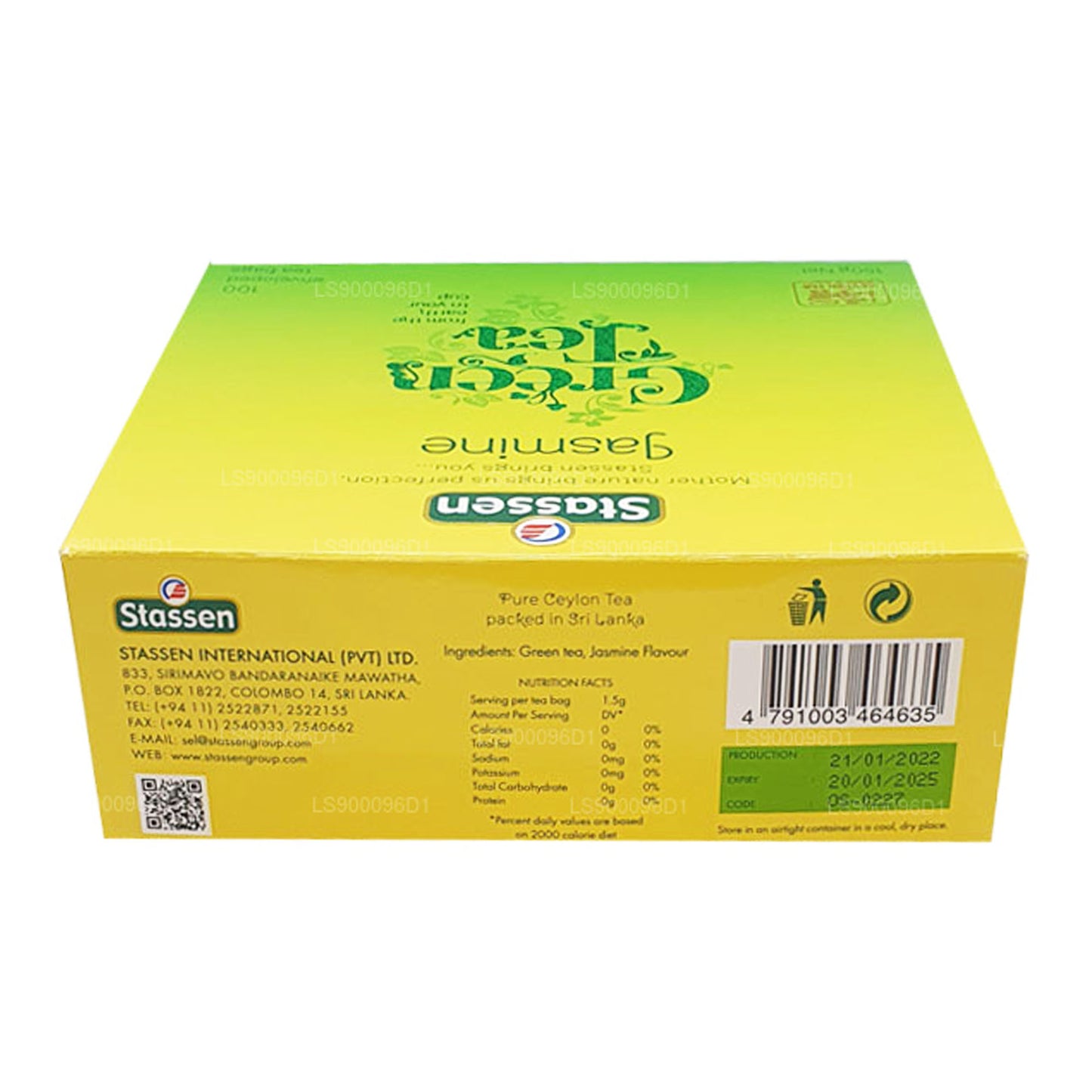 Thé vert au jasmin Stassen (37,5 g) 25 sachets de thé