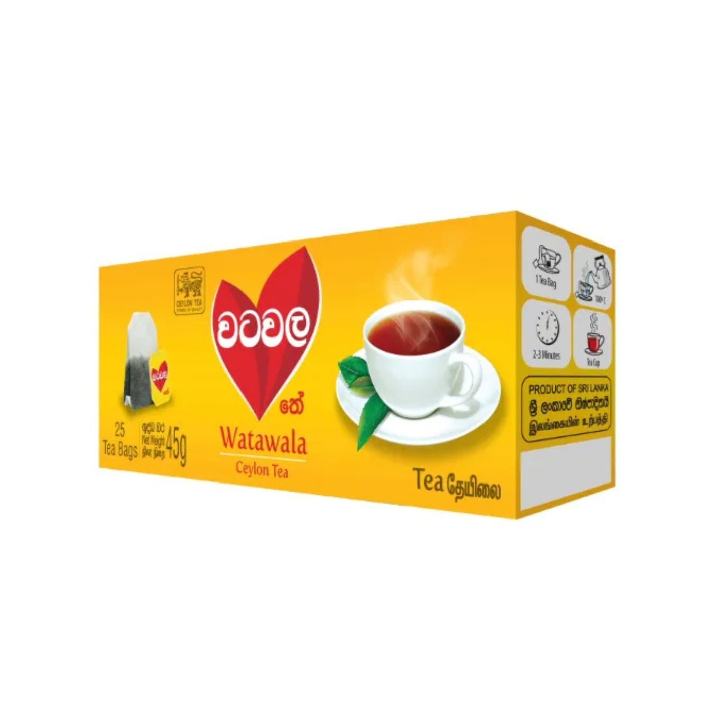 Sachets de thé pur de Ceylan Watawala