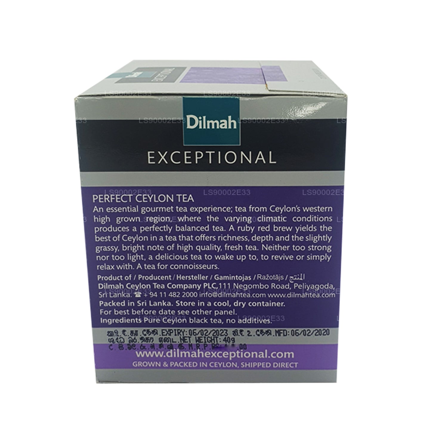 Thé à la feuille véritable de Ceylan Dilmah Exceptional Perfect (40 g), 20 sachets