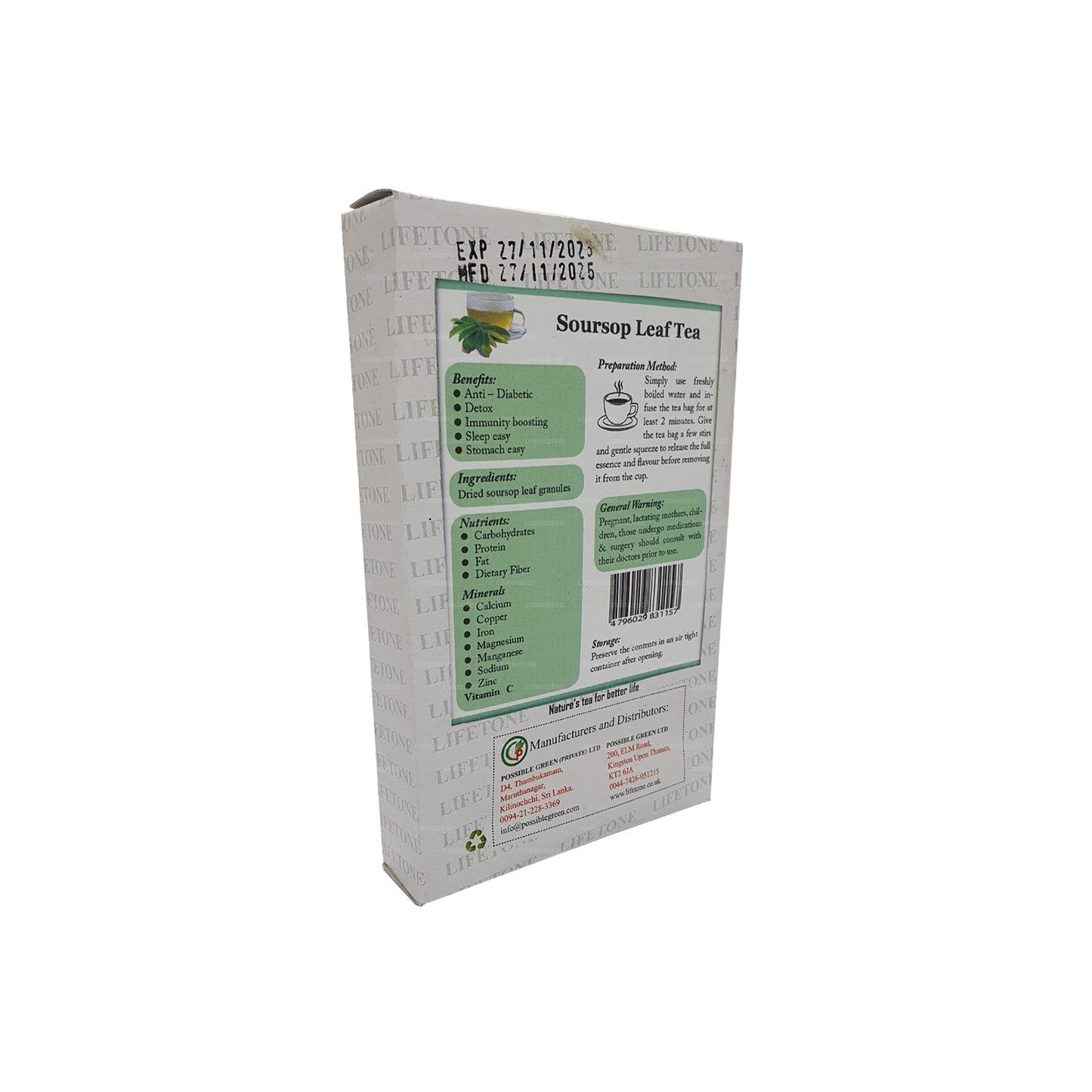 Thé aux feuilles de corossol Lifetone (30 g) 20 sachets de thé