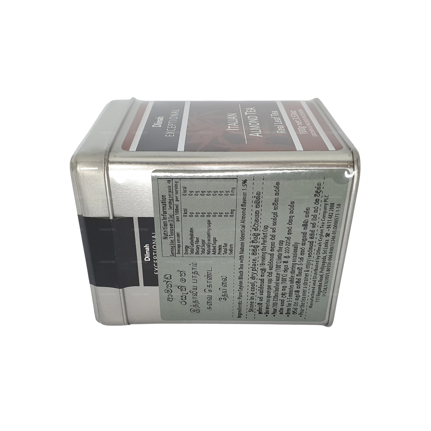 Thé aux amandes italien d'exception Dilmah (100 g) Boîte en fer-blanc