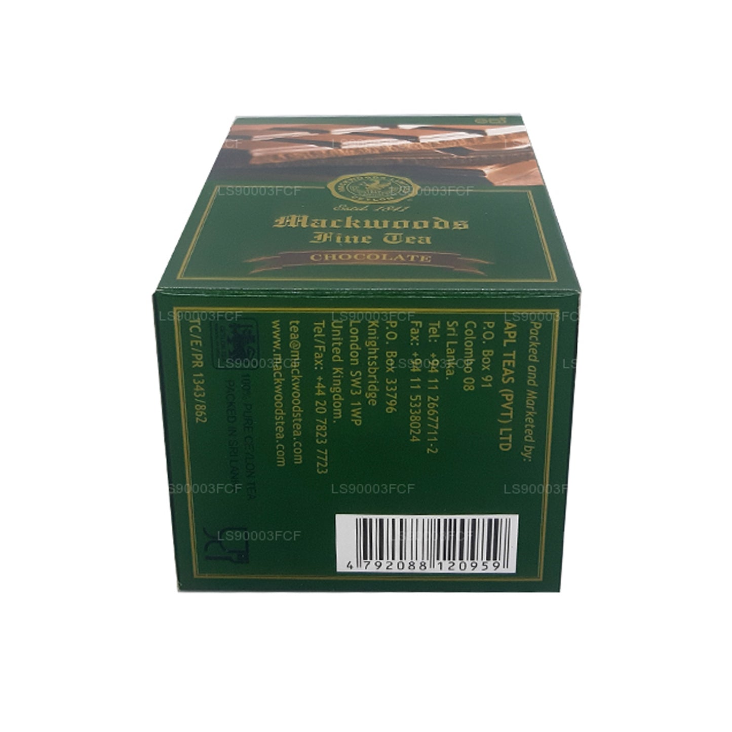 Thé noir de Ceylan aromatisé au chocolat Mackwoods Single Estate (50 g) 25 sachets de thé
