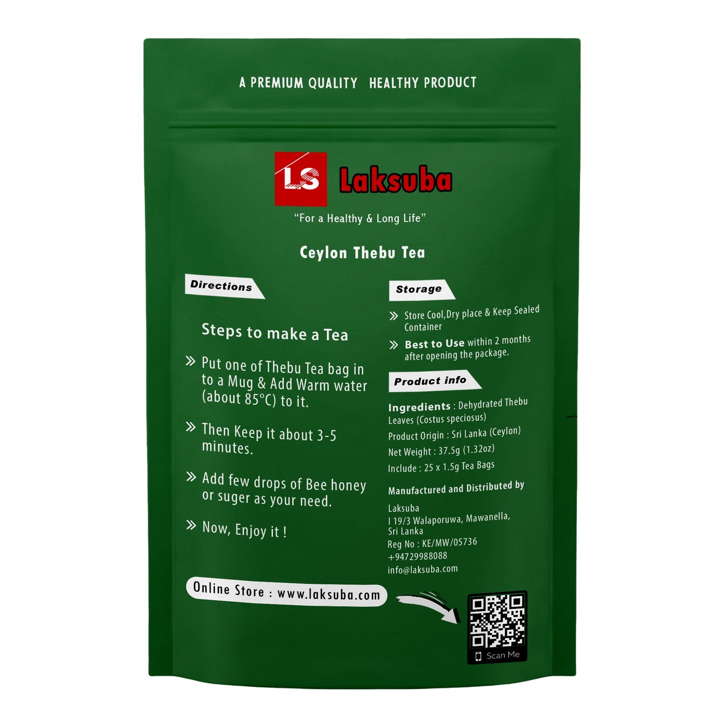 Laksuba Ceylon Thebu Tea (37,5 g) 25 sachets