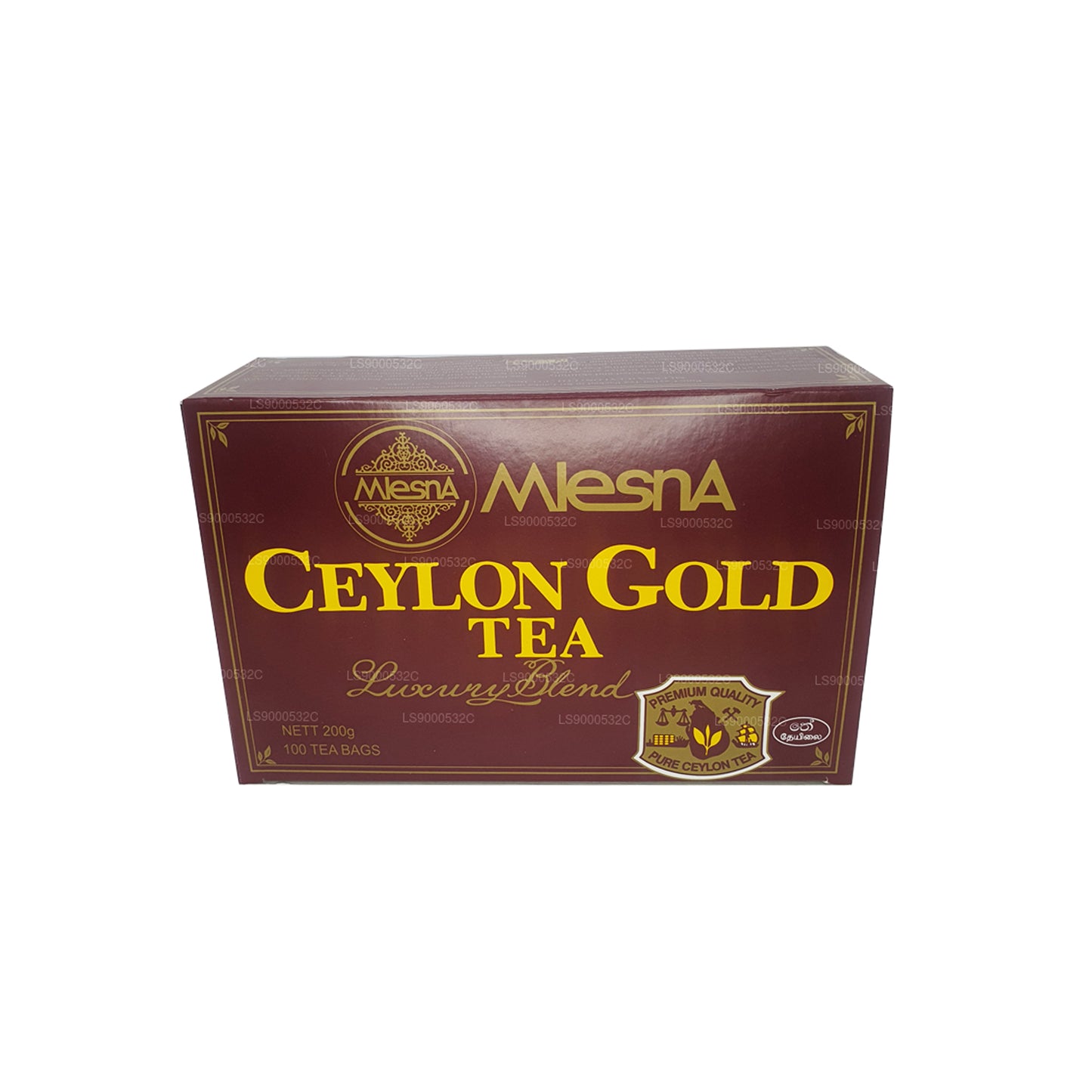 100 sachets de thé Mlesna Tea Ceylon Gold (200 g), ficelle et étiquette