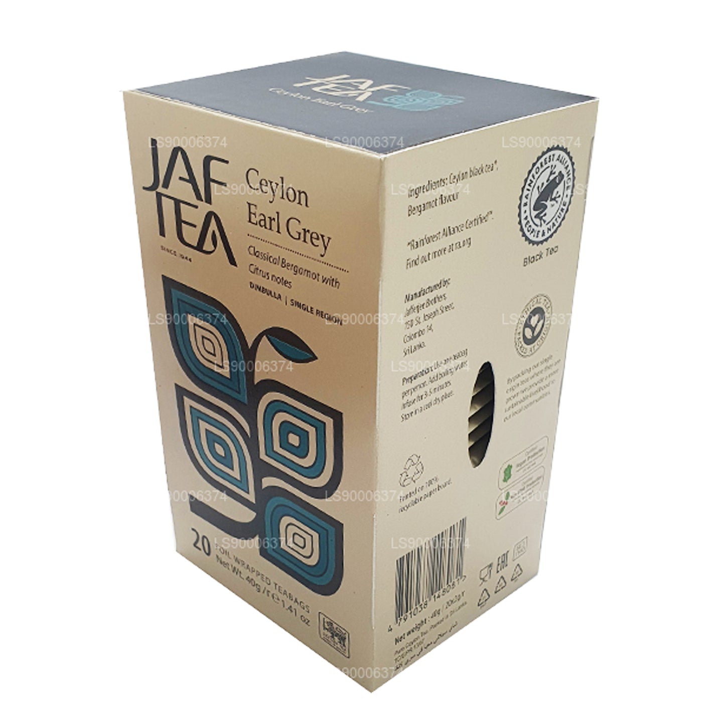 Jaf Tea Ceylon Earl Grey (40 g) 20 sachets de thé