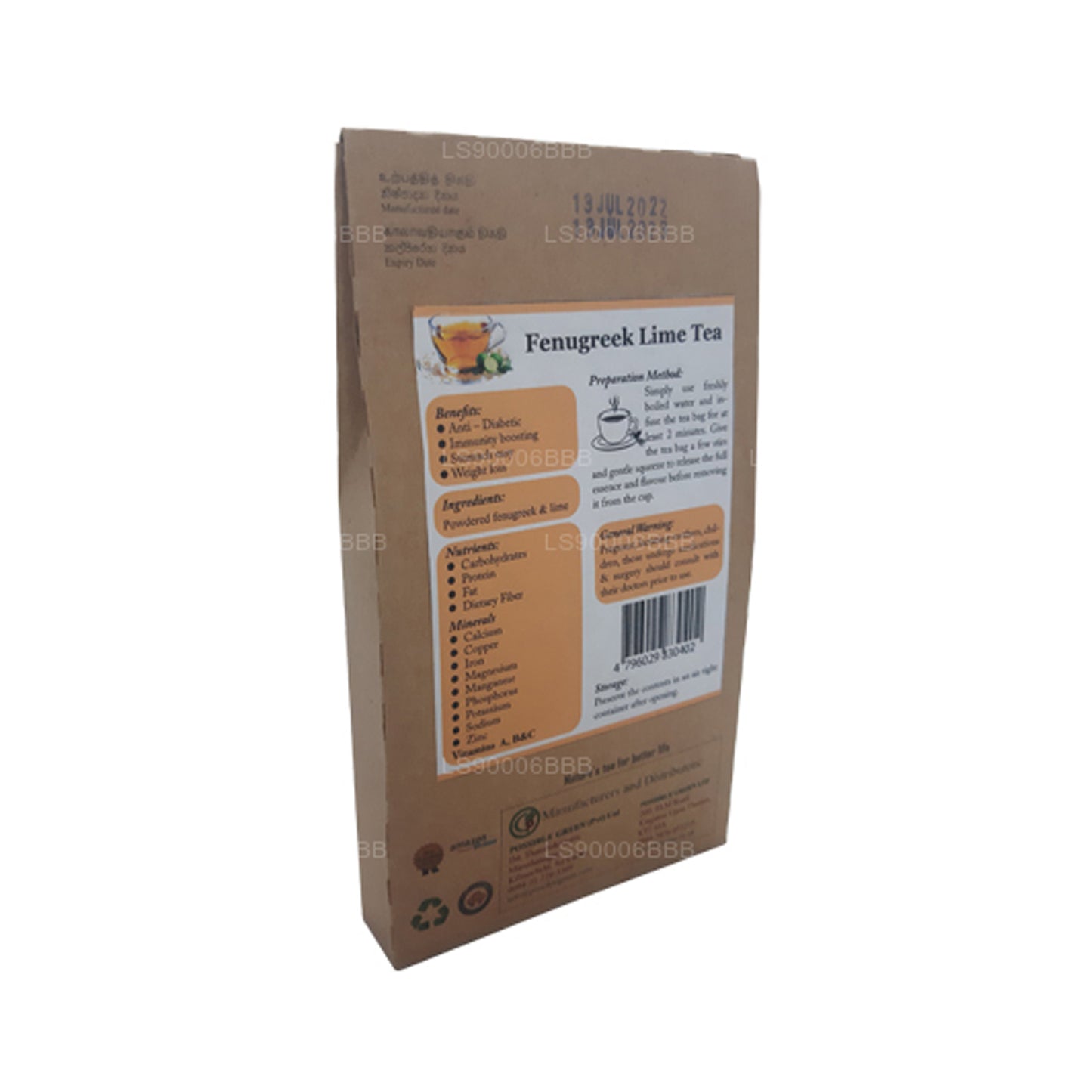 Lifetone Fenugreek Lime Tea (40g) 20 Tea Bags