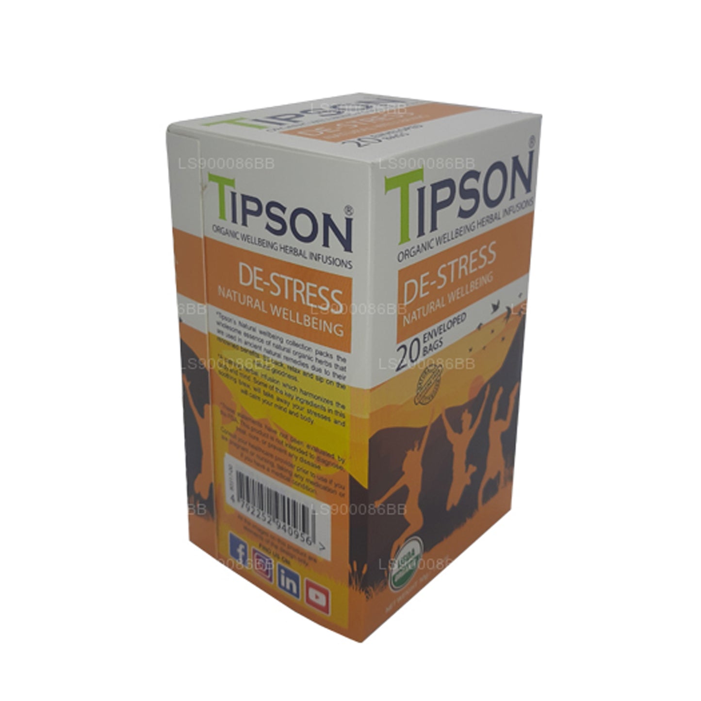 Tipson De-Stress Natural Wellbeing (30 g) 20 sachets de thé enveloppés