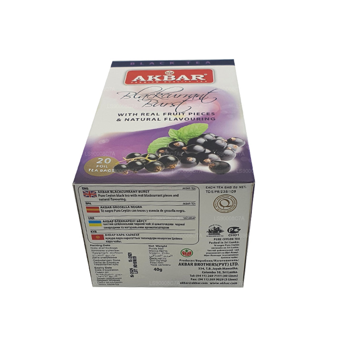 Akbar Blackcurrant Burst (40 g) 20 sachets de thé en aluminium