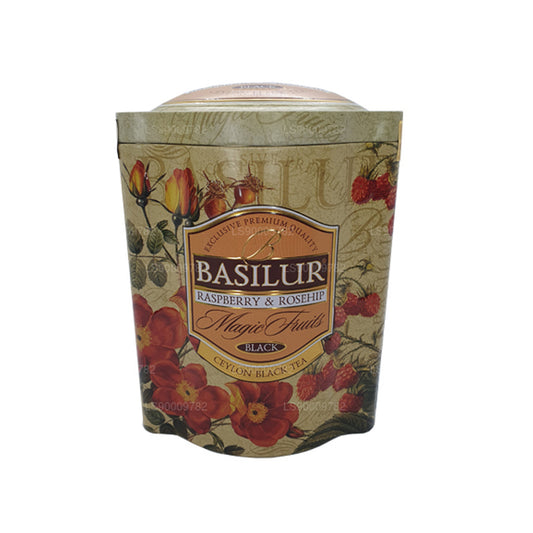 Boîte en étain Basilur Magic Fruits à la framboise et à la rose musquée (100 g)