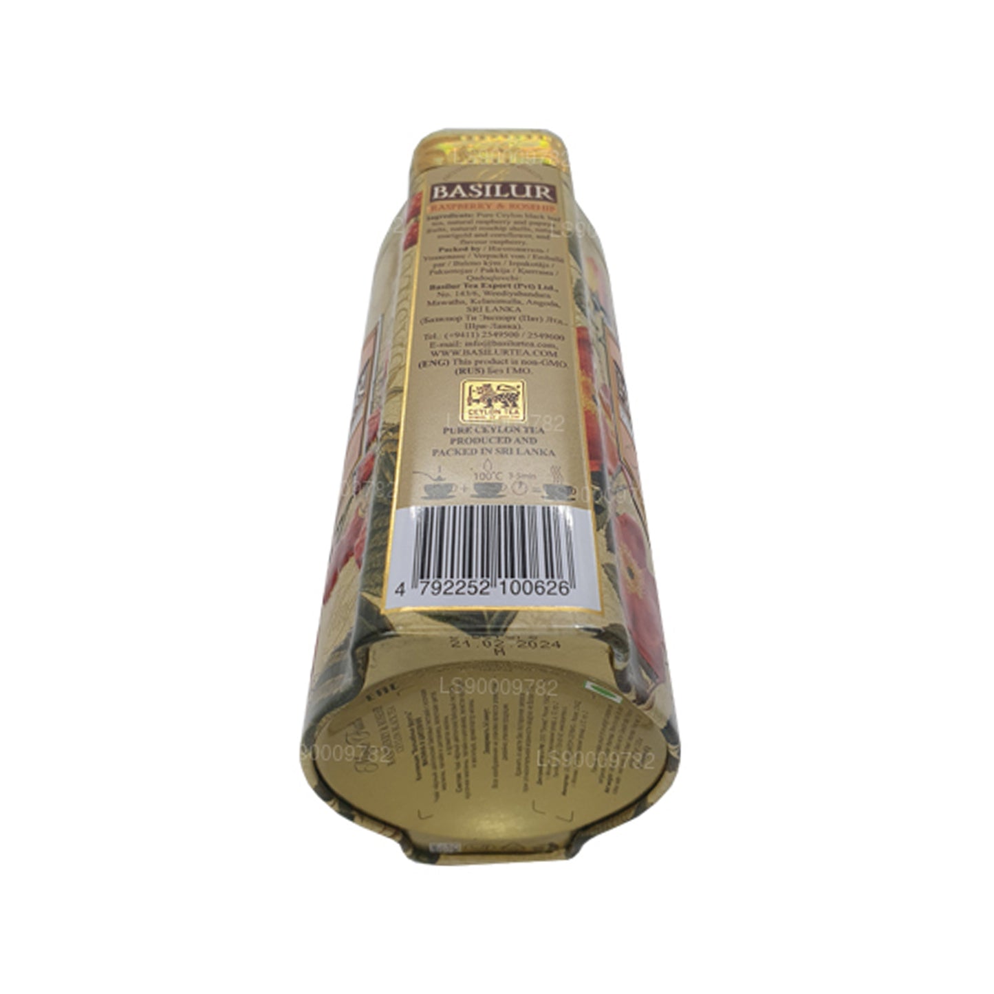 Boîte en étain Basilur Magic Fruits à la framboise et à la rose musquée (100 g)