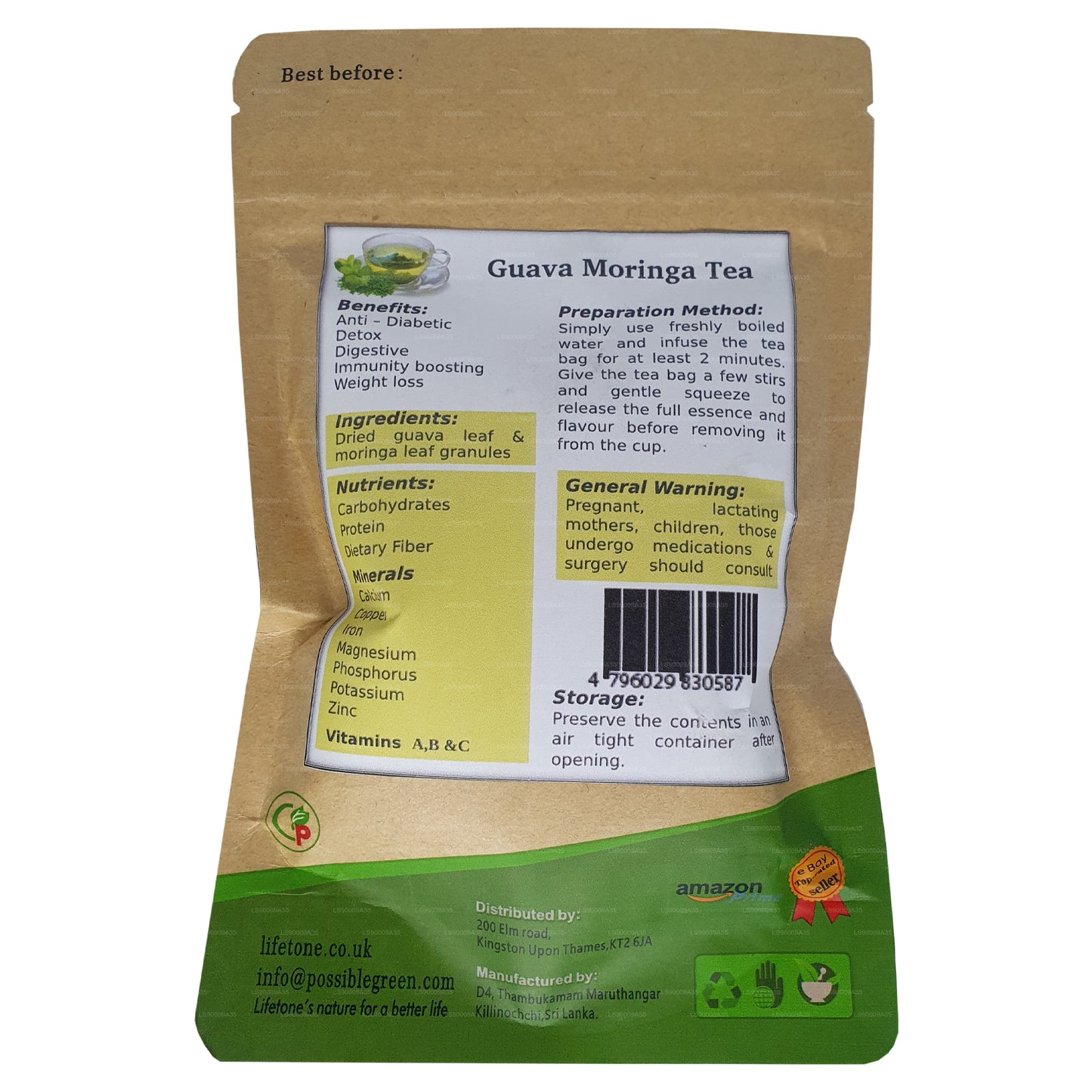 Thé Lifetone à la goyave et au moringa (30 g)