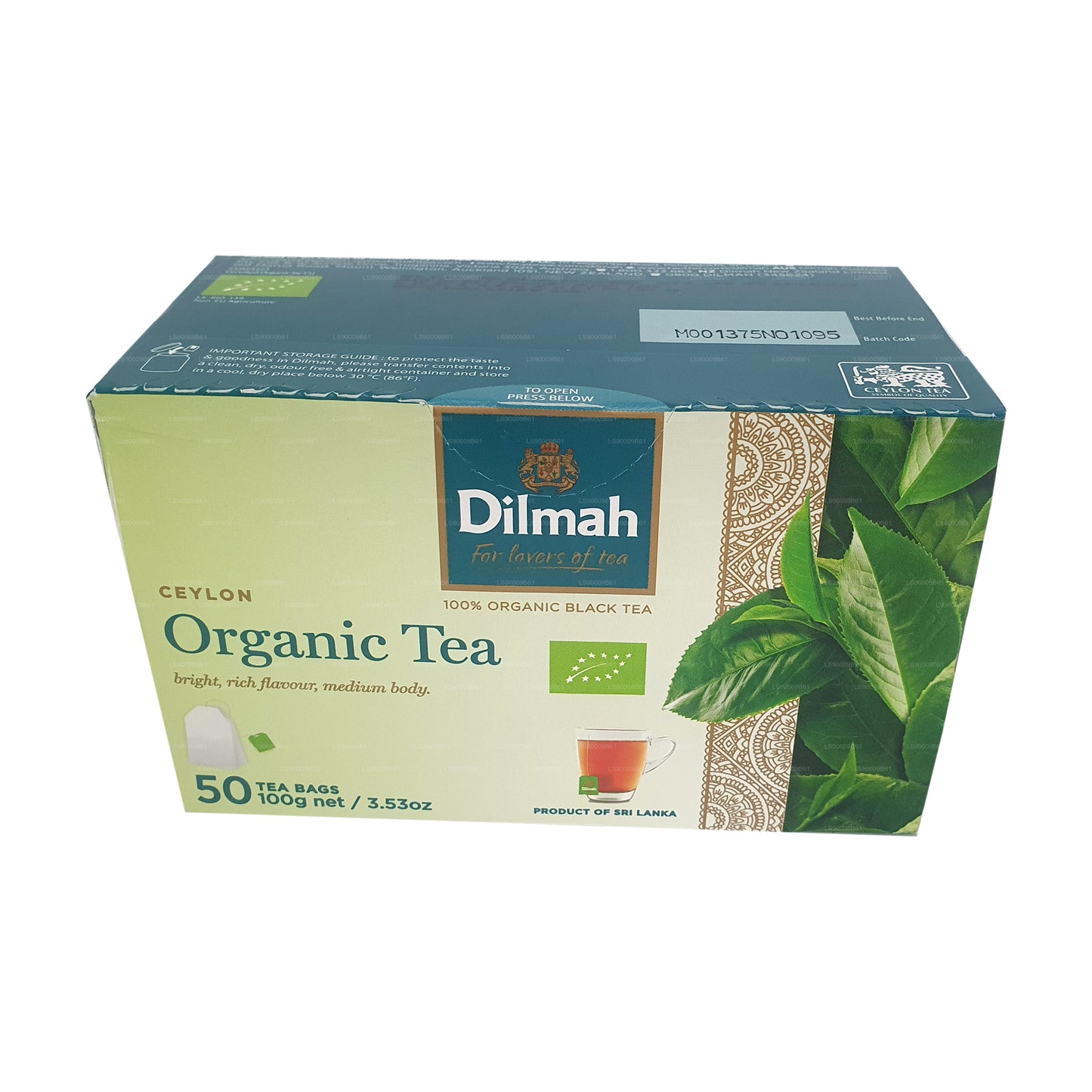 Thé biologique Dilmah (100g) 50 sachets de thé