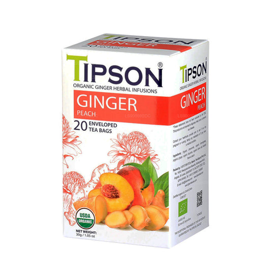 Tipson Organic Ginger Peach Tea (30g) 20 Enveloped Tea Bags