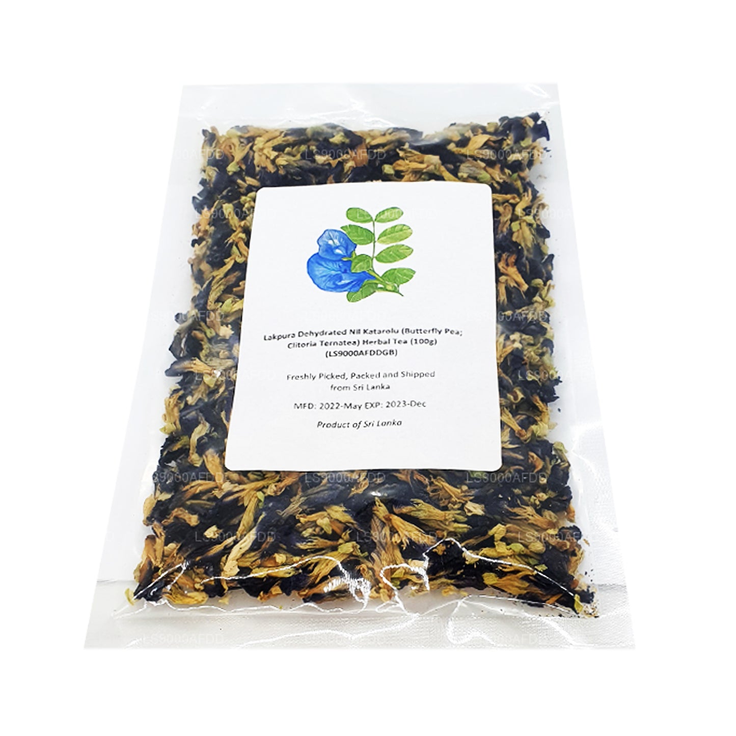 Tisane déshydratée Lakpura Nil Katarolu (pois papillon ; Clitoria Ternatea) (40 g)