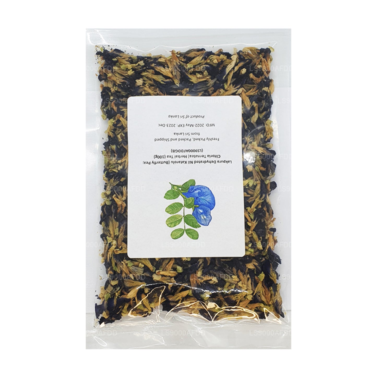 Tisane déshydratée Lakpura Nil Katarolu (pois papillon ; Clitoria Ternatea) (40 g)