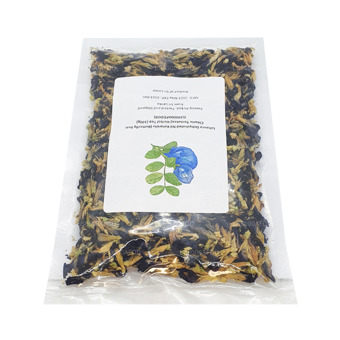 Tisane déshydratée Lakpura Nil Katarolu (pois papillon ; Clitoria Ternatea) (40 g)