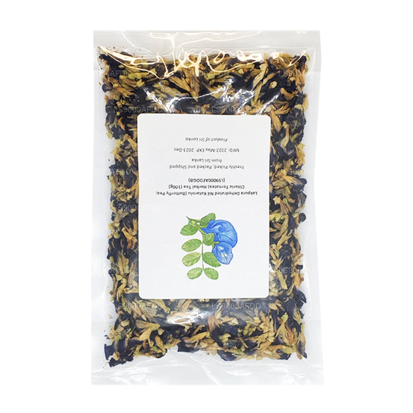 Tisane déshydratée Lakpura Nil Katarolu (pois papillon ; Clitoria Ternatea) (40 g)