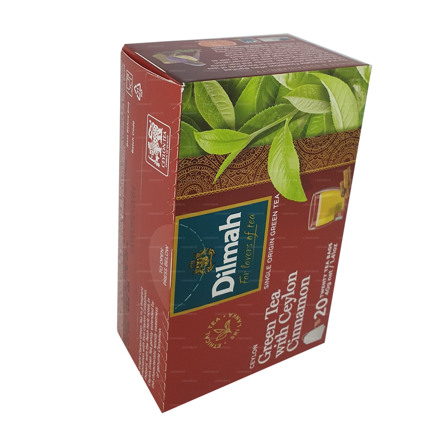 Thé vert de Ceylan Dilmah à la cannelle de Ceylan (40g) 20 sachets de thé