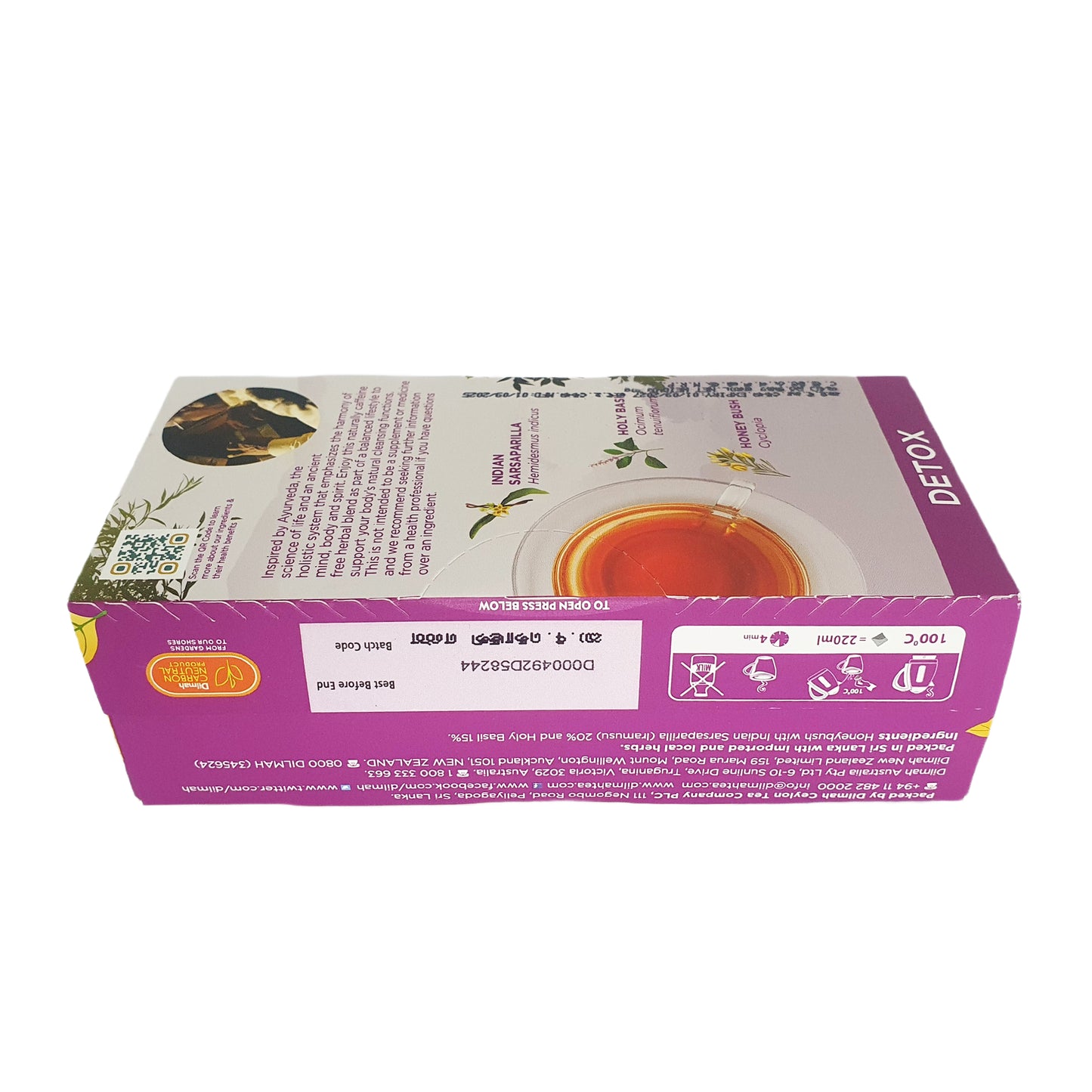 Infusion naturelle à base de plantes Dilmah Arana Detox (20 sachets de thé sans étiquette)
