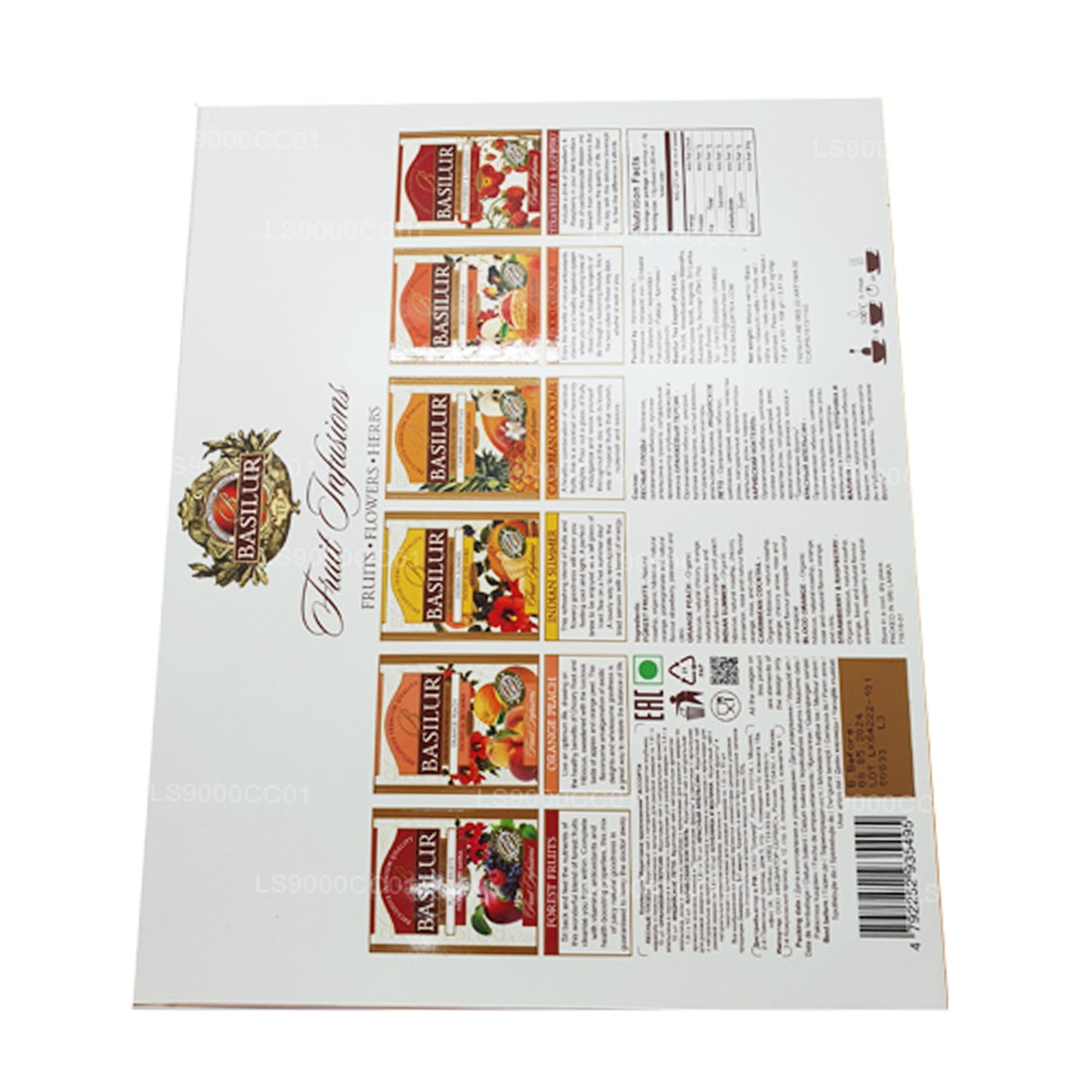 Thé Basilur Ceylan « Infusions de fruits », assortiment de 60 sachets