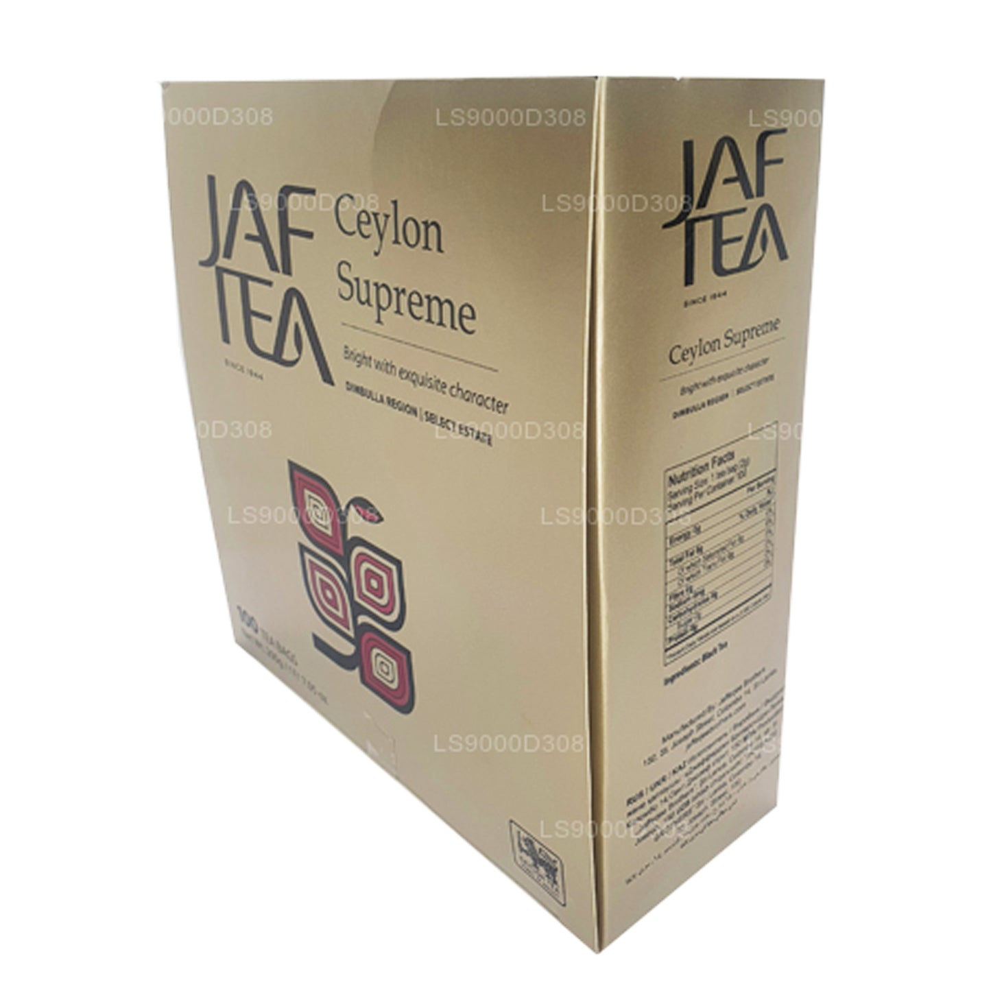 Lot de 100 sachets de thé Jaf Tea Classic Gold Collection Ceylon Supreme avec chaîne et étiquette (200 g)