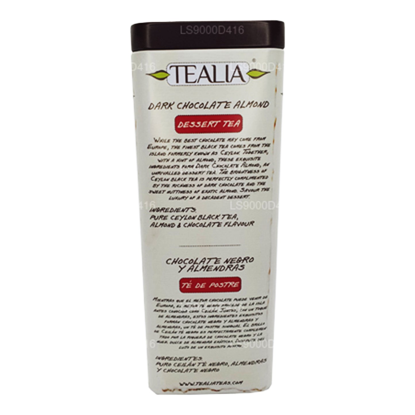 Tealia, chocolat noir, amandes, feuilles en vrac (100 g)