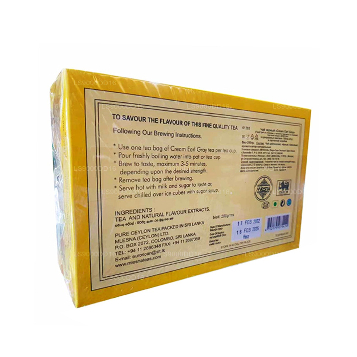 Thé Mlesna Cream Earl Grey (200g) 100 sachets de thé