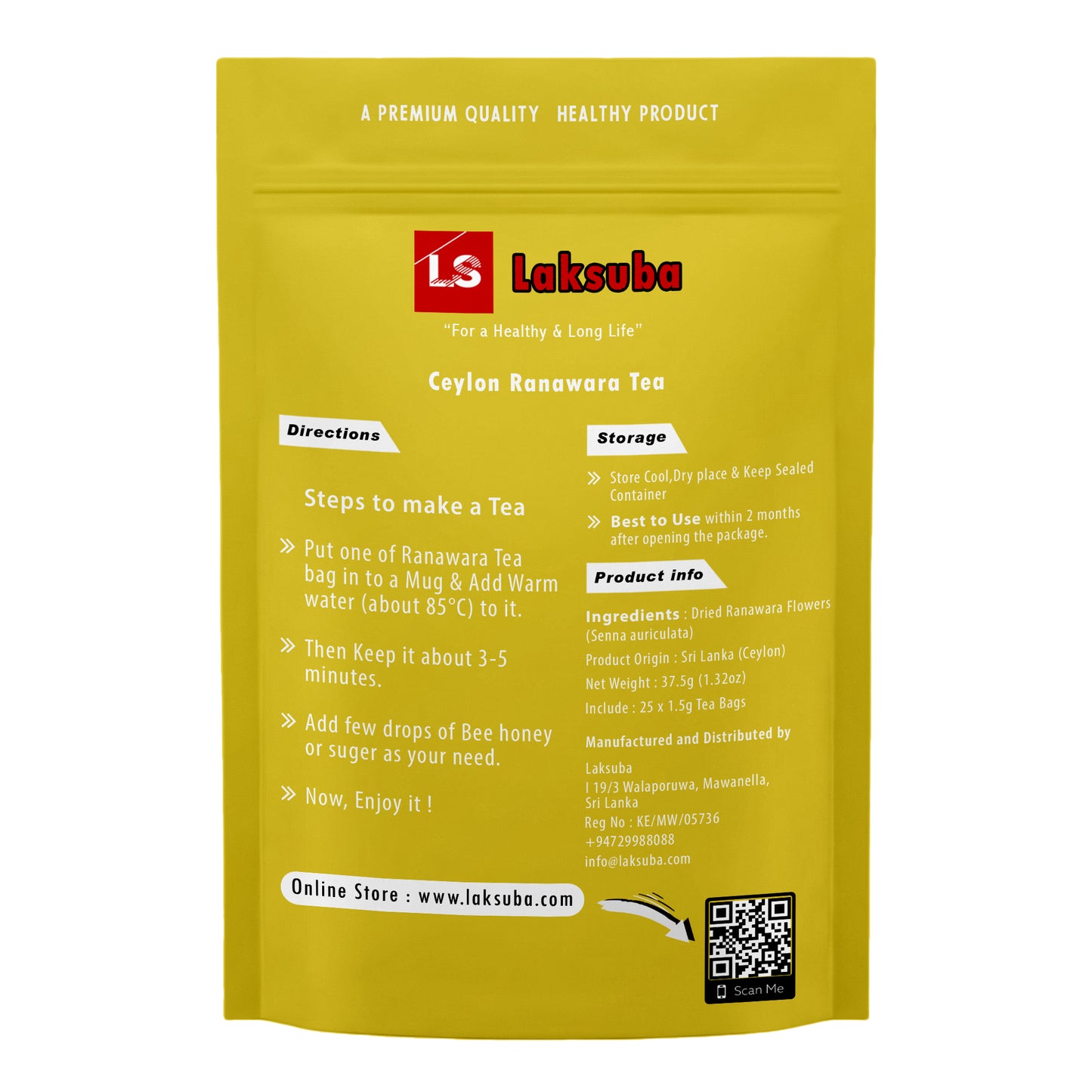 Thé Laksuba Ceylon Ranawara (37,5 g) 25 sachets