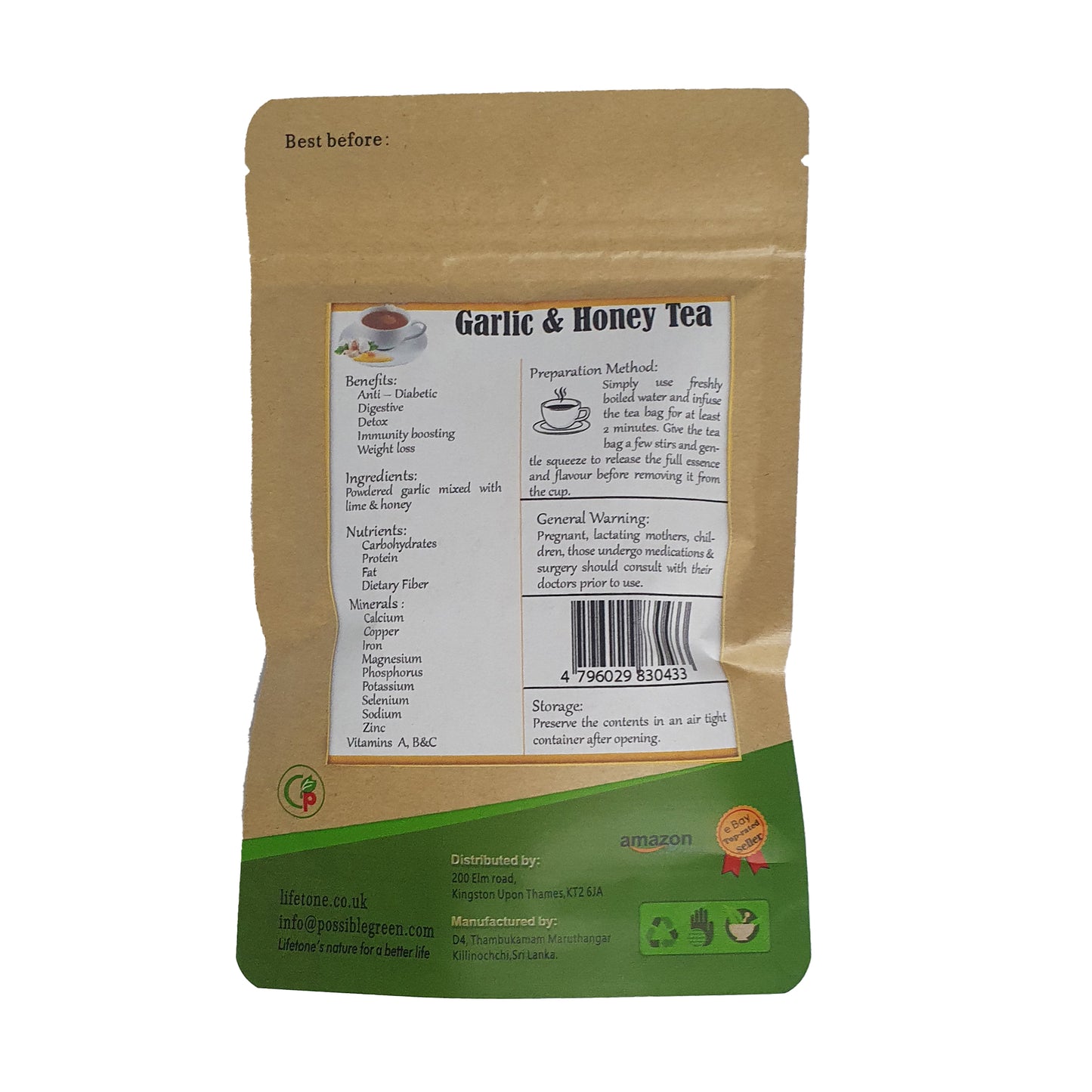 Thé à l'ail et au miel Lifetone (40g)