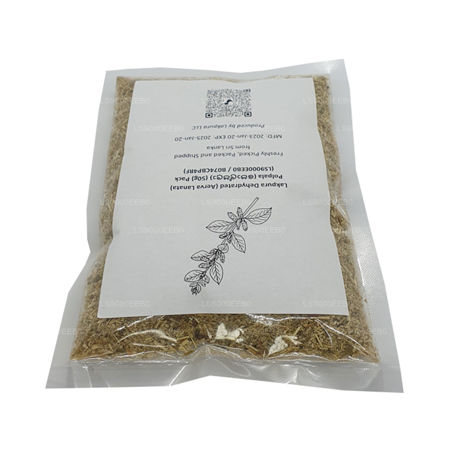 Sachet de Polpala (100 g) de Lakpura déshydraté (Aerva Lanata)