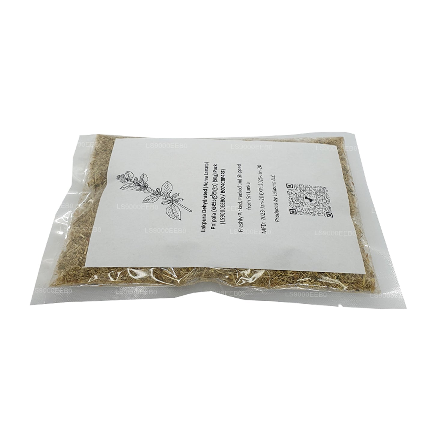 Sachet de Polpala (100 g) de Lakpura déshydraté (Aerva Lanata)