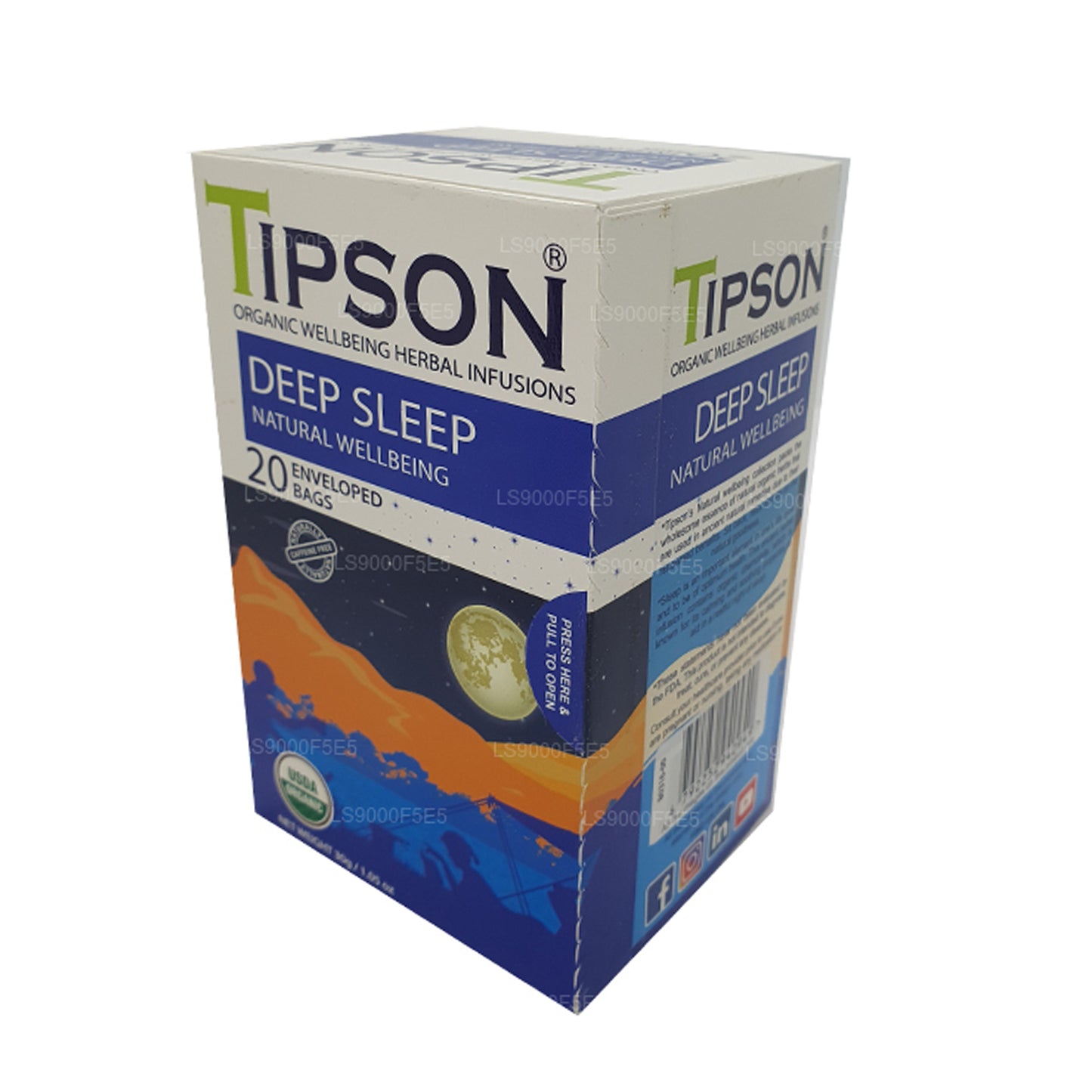 Tipson Organic Deep Sleep Natural Wellbeing (30 g) 20 sachets de thé enveloppés
